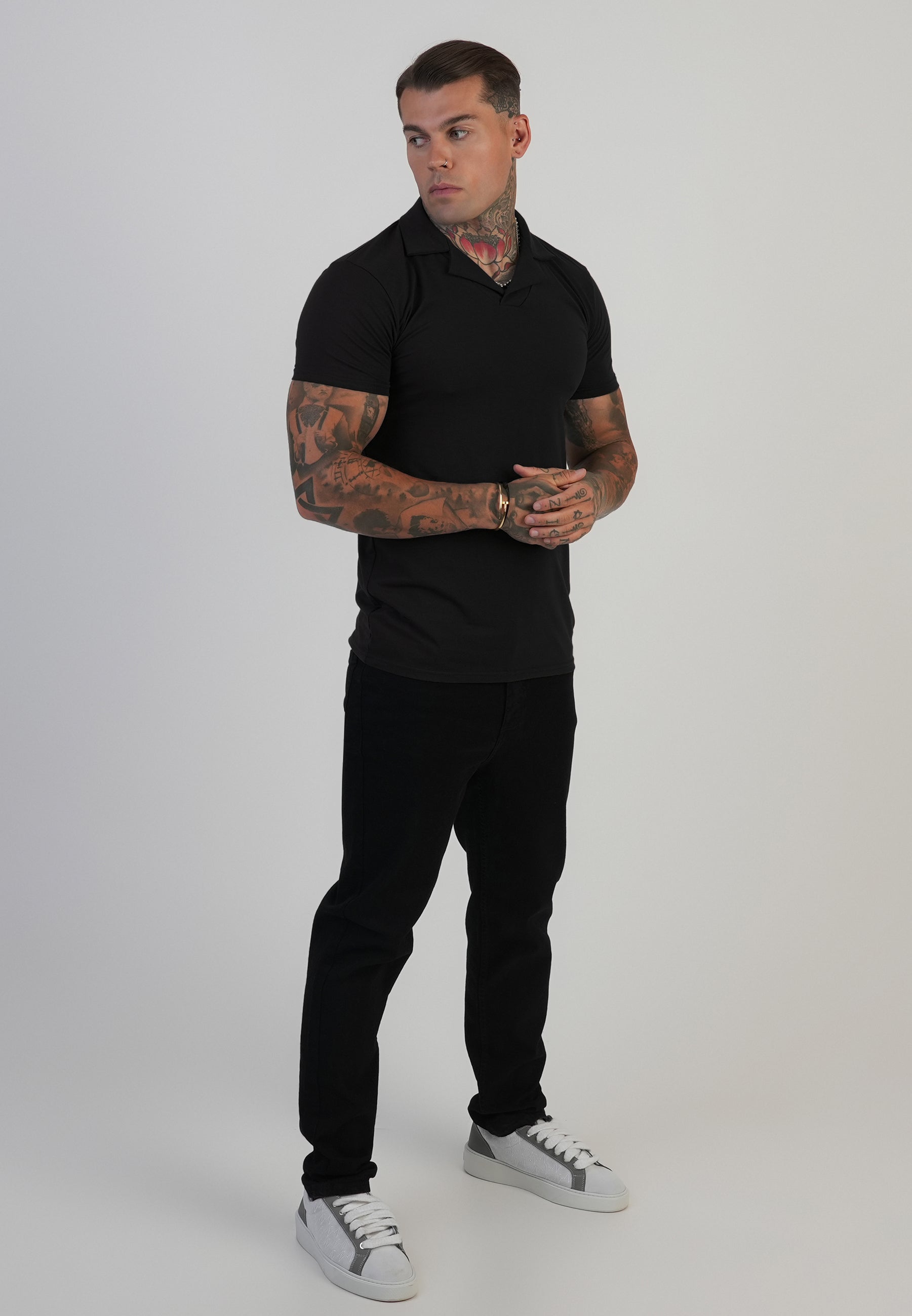 Revere Polo in Black T-Shirts SikSilk