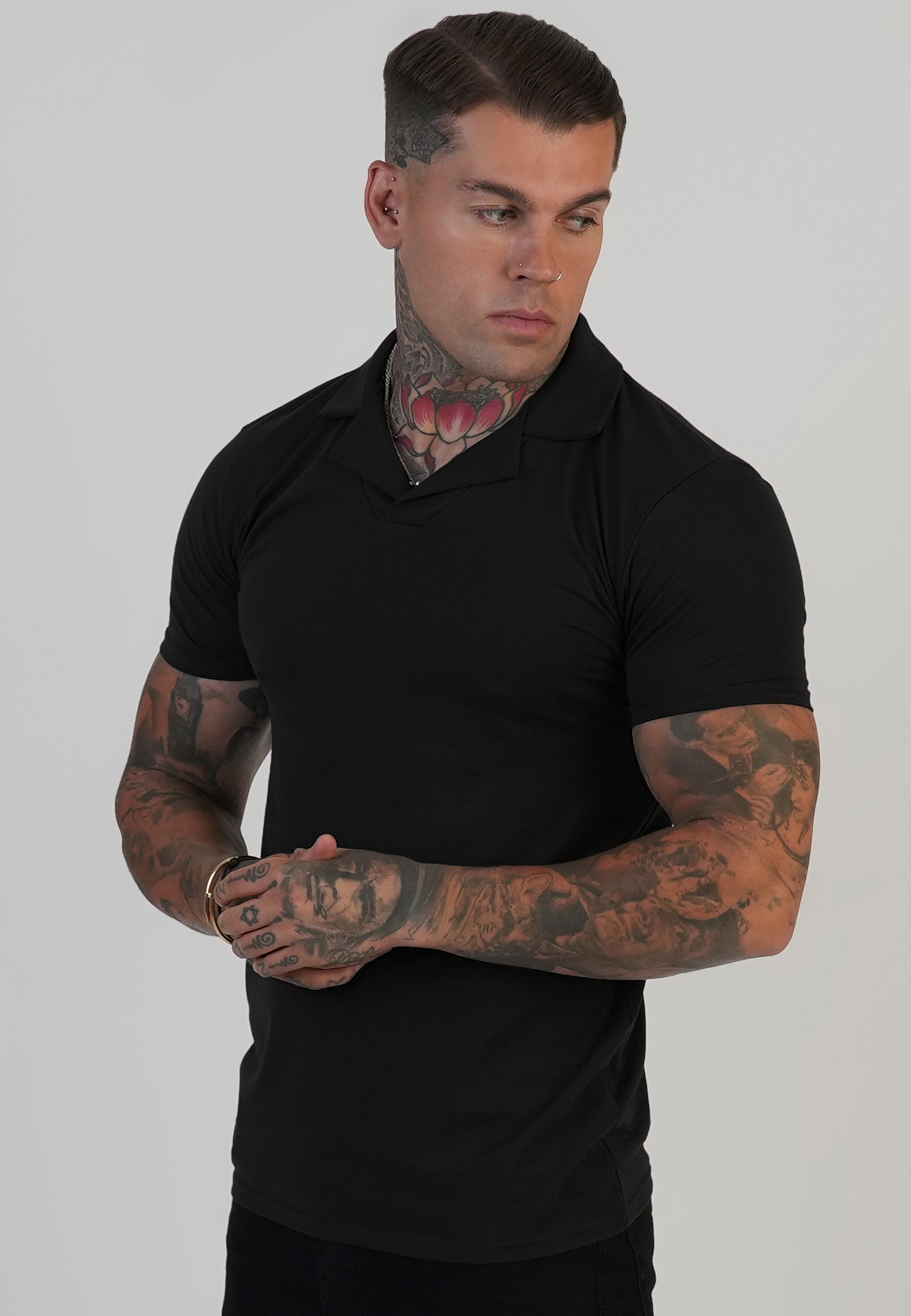 Revere Polo in Black T-Shirts SikSilk