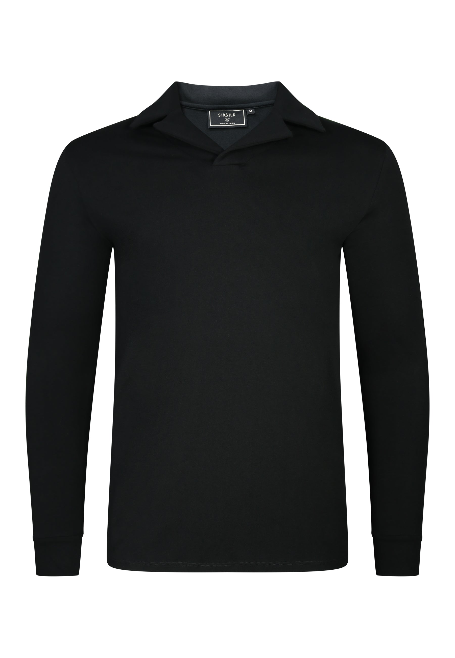 Longsleeved Revere Polo in Black T-Shirts SikSilk