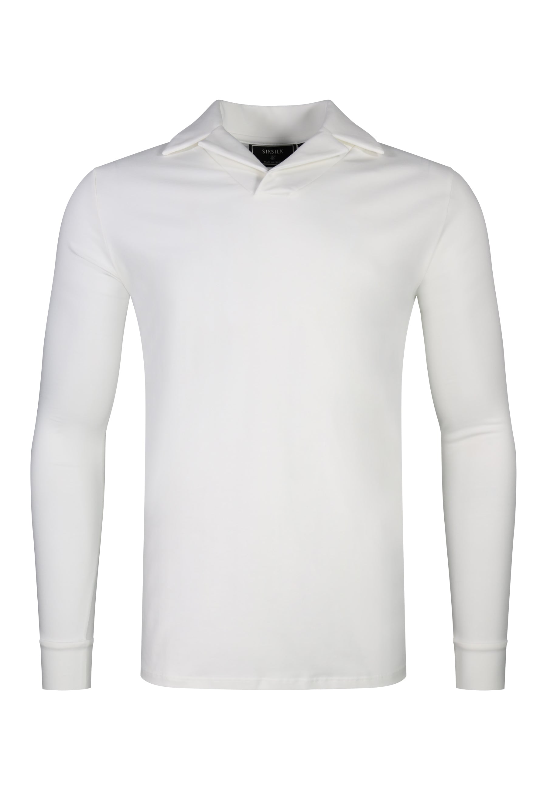 Longlseeved Revere Polo in White T-Shirts SikSilk