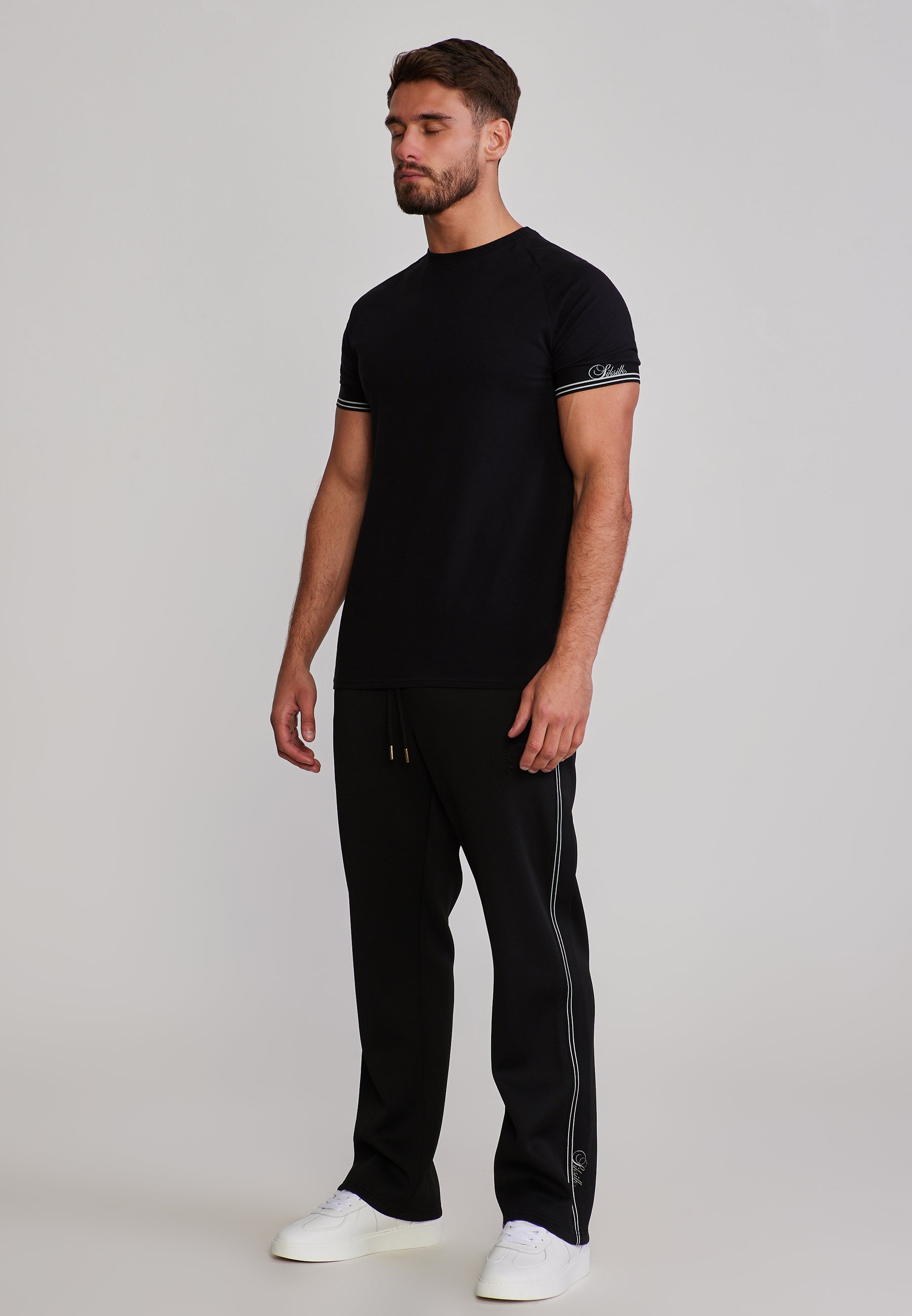 Jogginghose Taped in Black Hosen SikSilk