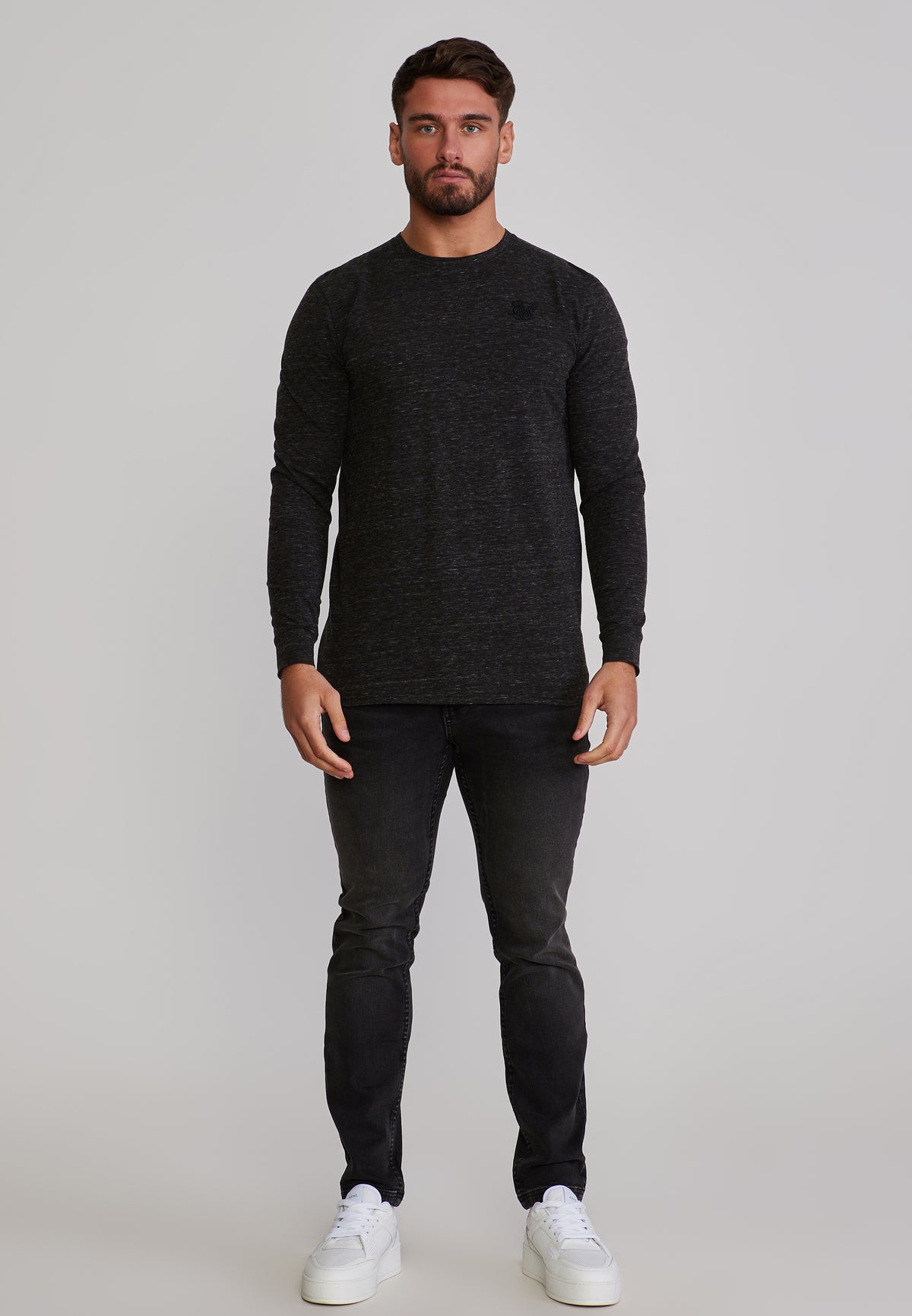Langarmshirt Marl in Black T-Shirts SikSilk