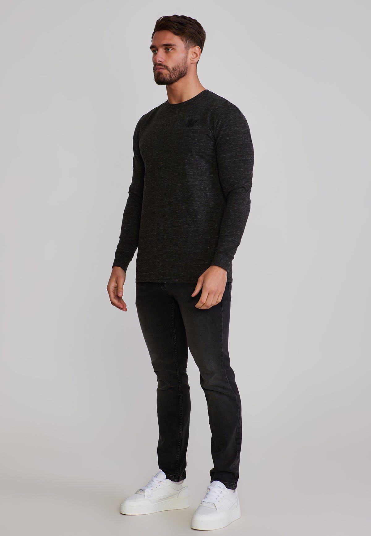 Langarmshirt Marl in Black T-Shirts SikSilk