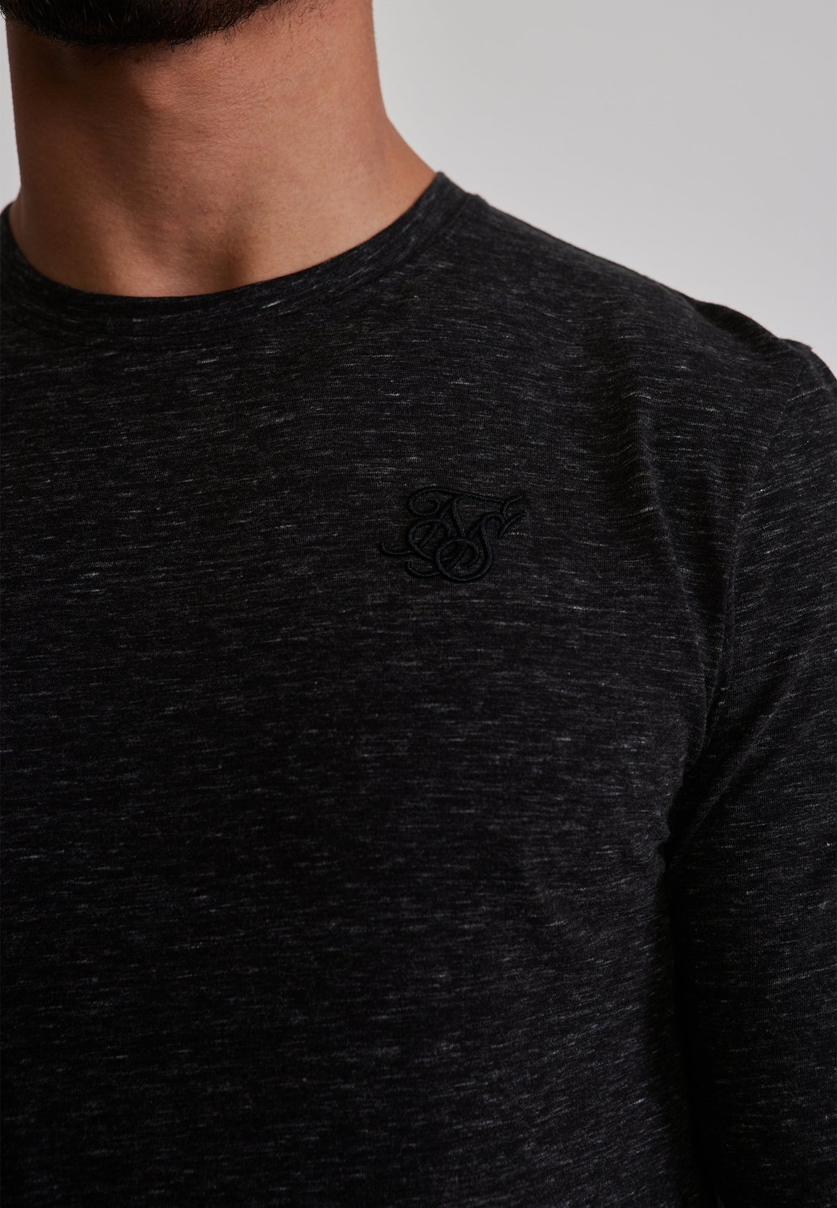 Langarmshirt Marl in Black T-Shirts SikSilk