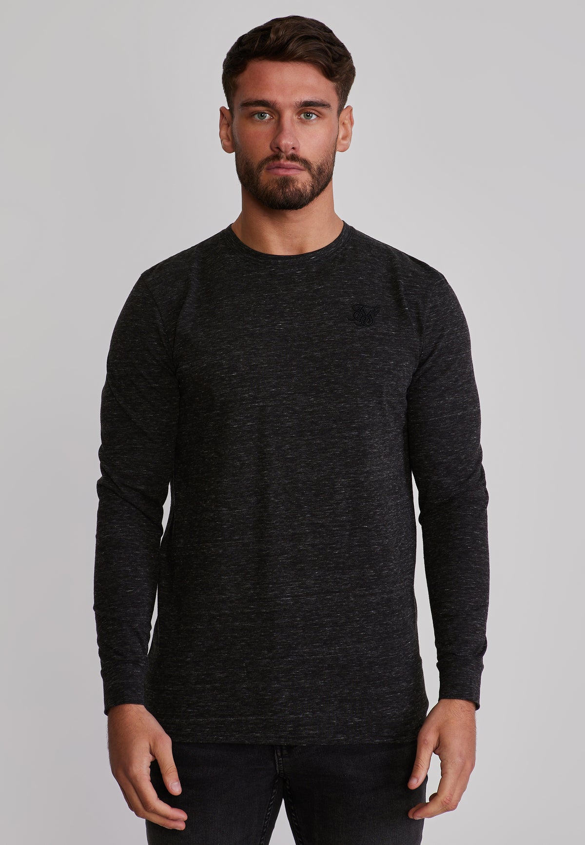 Langarmshirt Marl in Black T-Shirts SikSilk