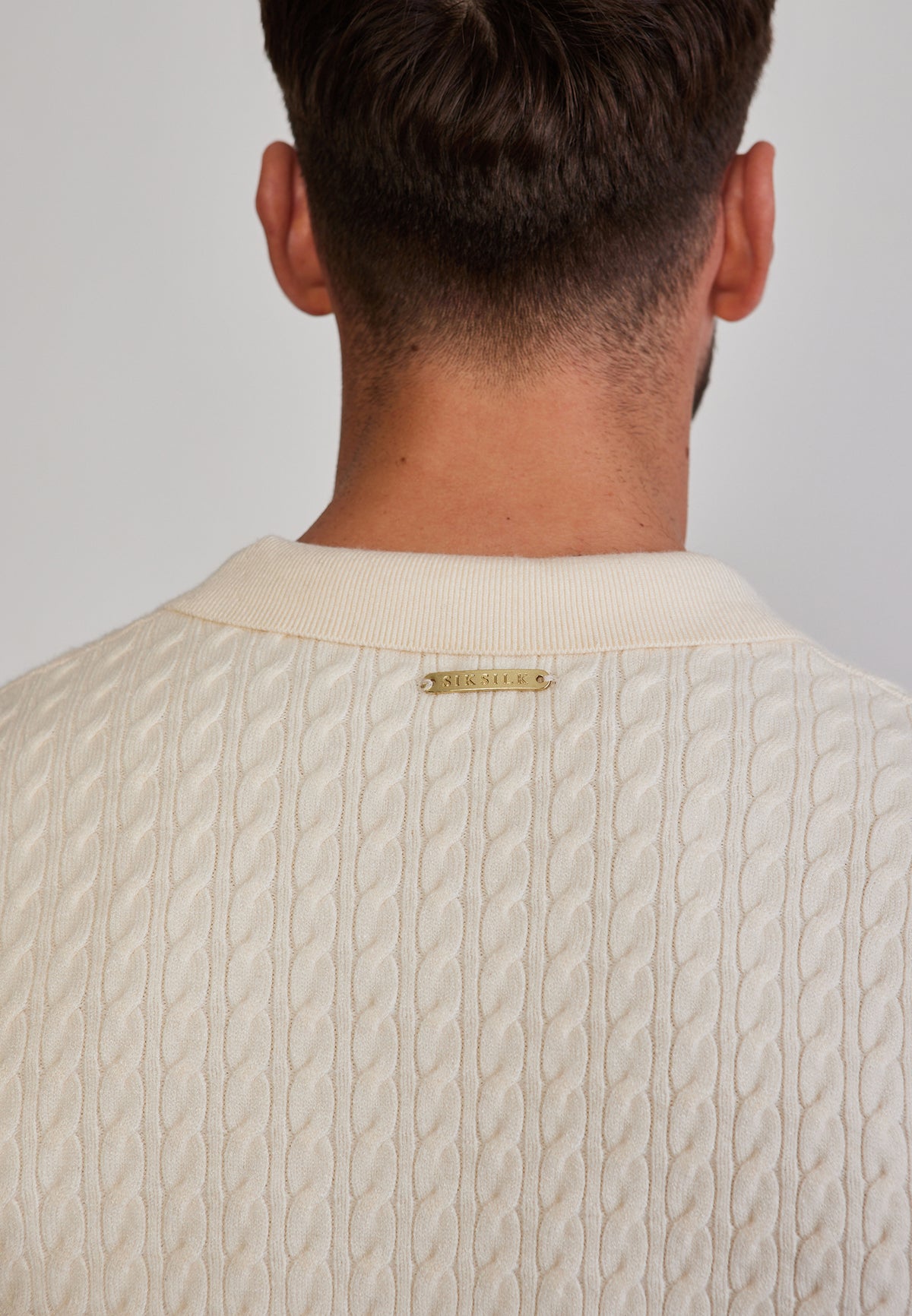 Langarmpolo Knitted Polo in Ecru T-Shirts SikSilk