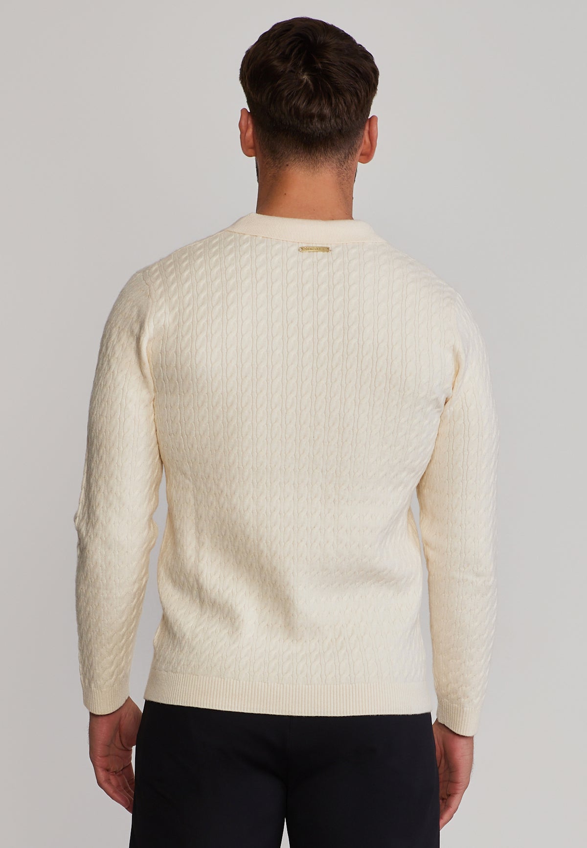 Langarmpolo Knitted Polo in Ecru T-Shirts SikSilk