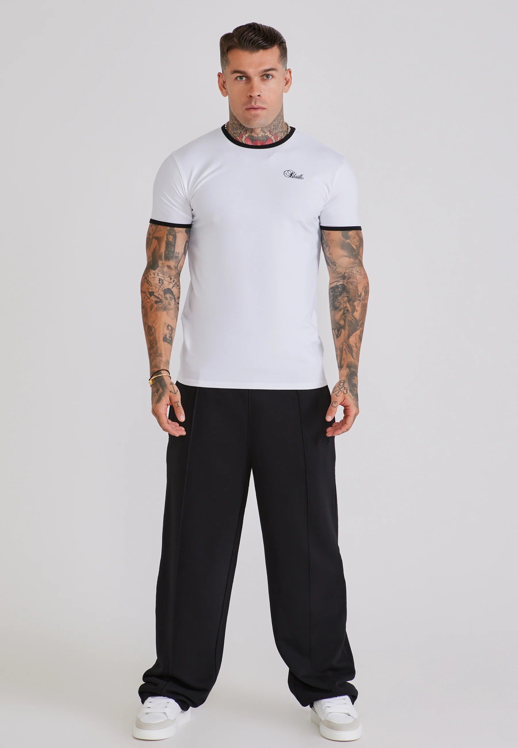 T-Shirt Ringer in White/Black T-Shirts SikSilk