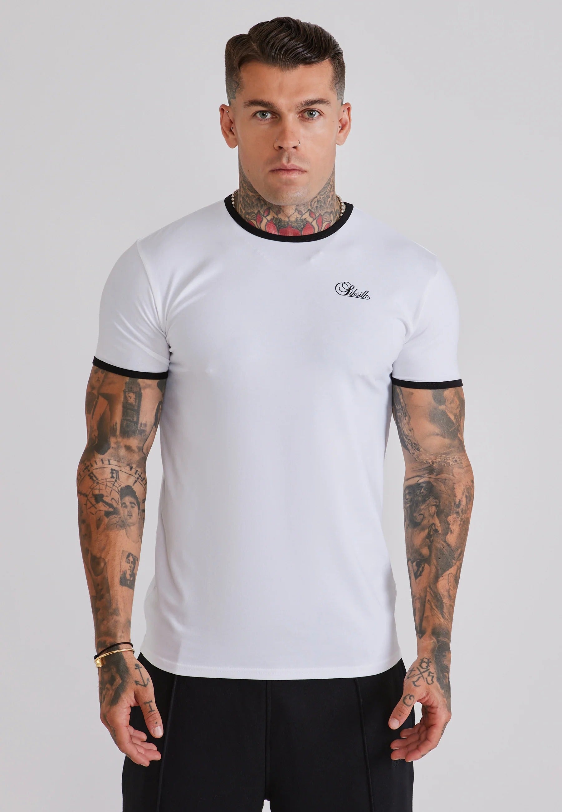 T-Shirt Ringer in White/Black T-Shirts SikSilk
