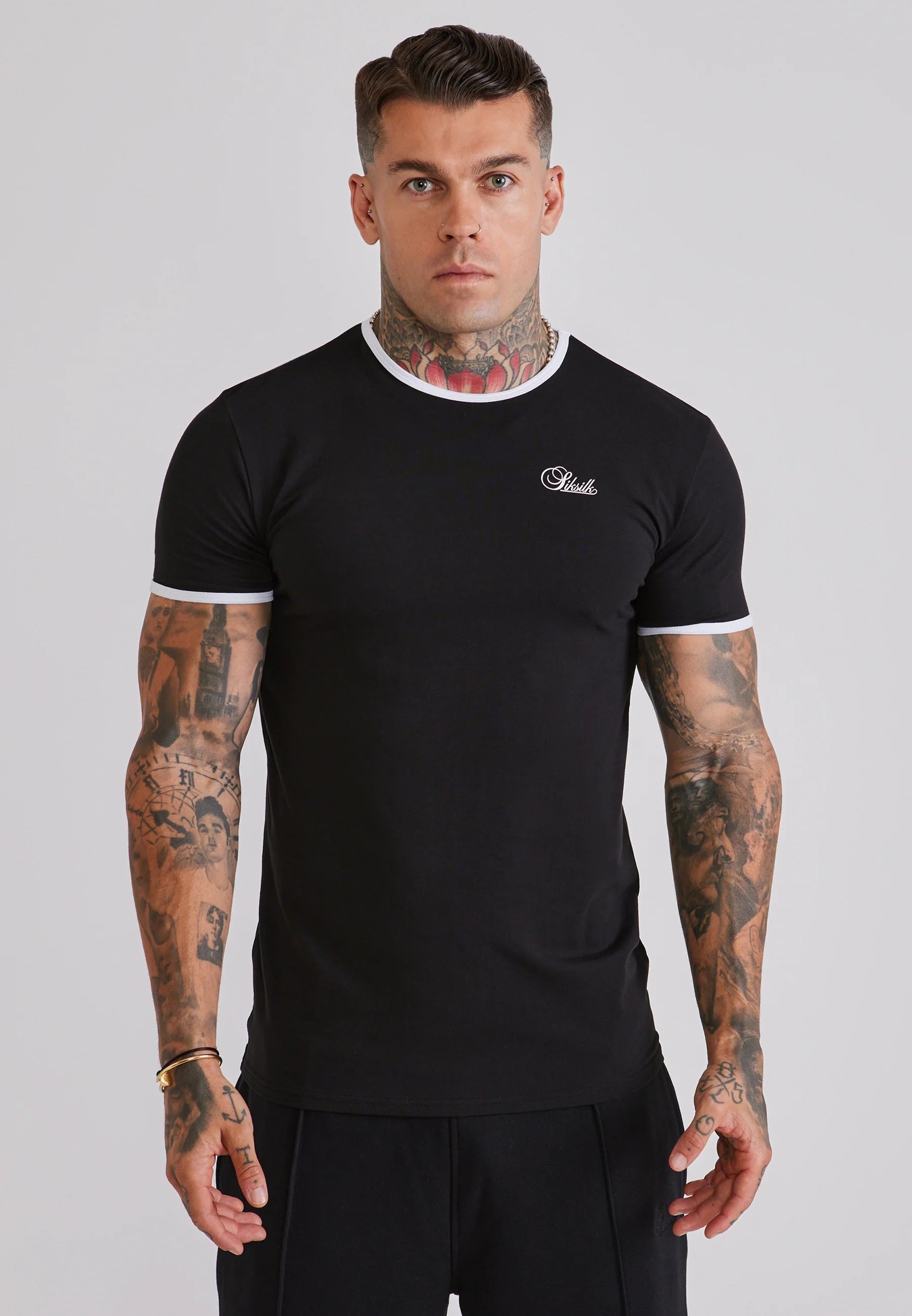 T-Shirt Ringer in Black/White T-Shirts SikSilk