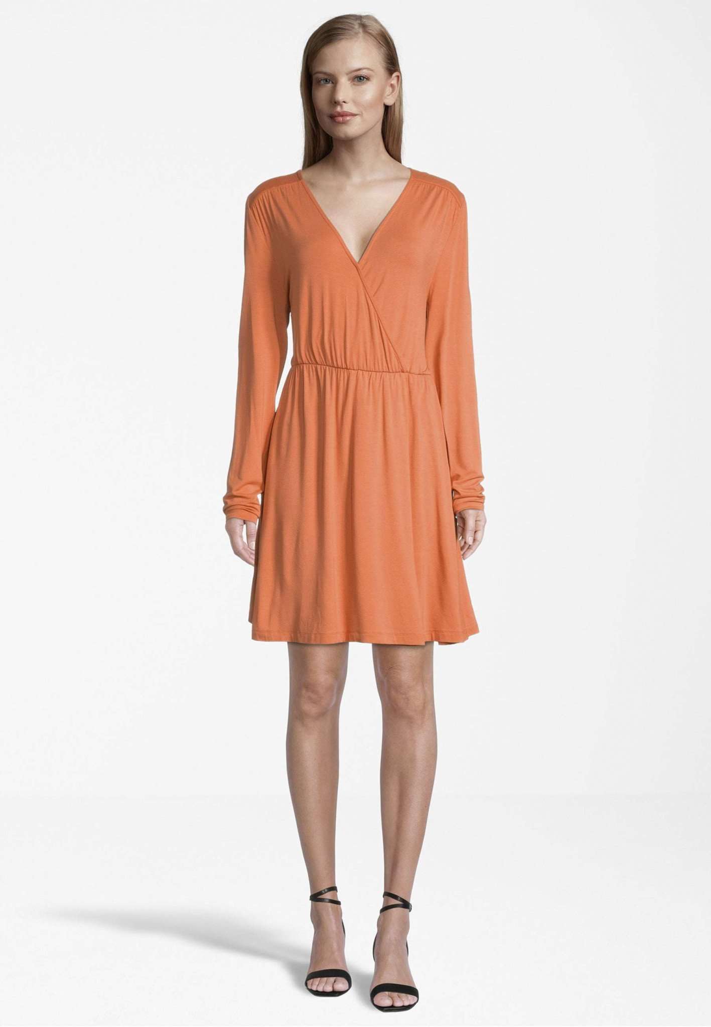 Aiud Jersey Wrap Dress in Dusty Orange Kleider Tamaris