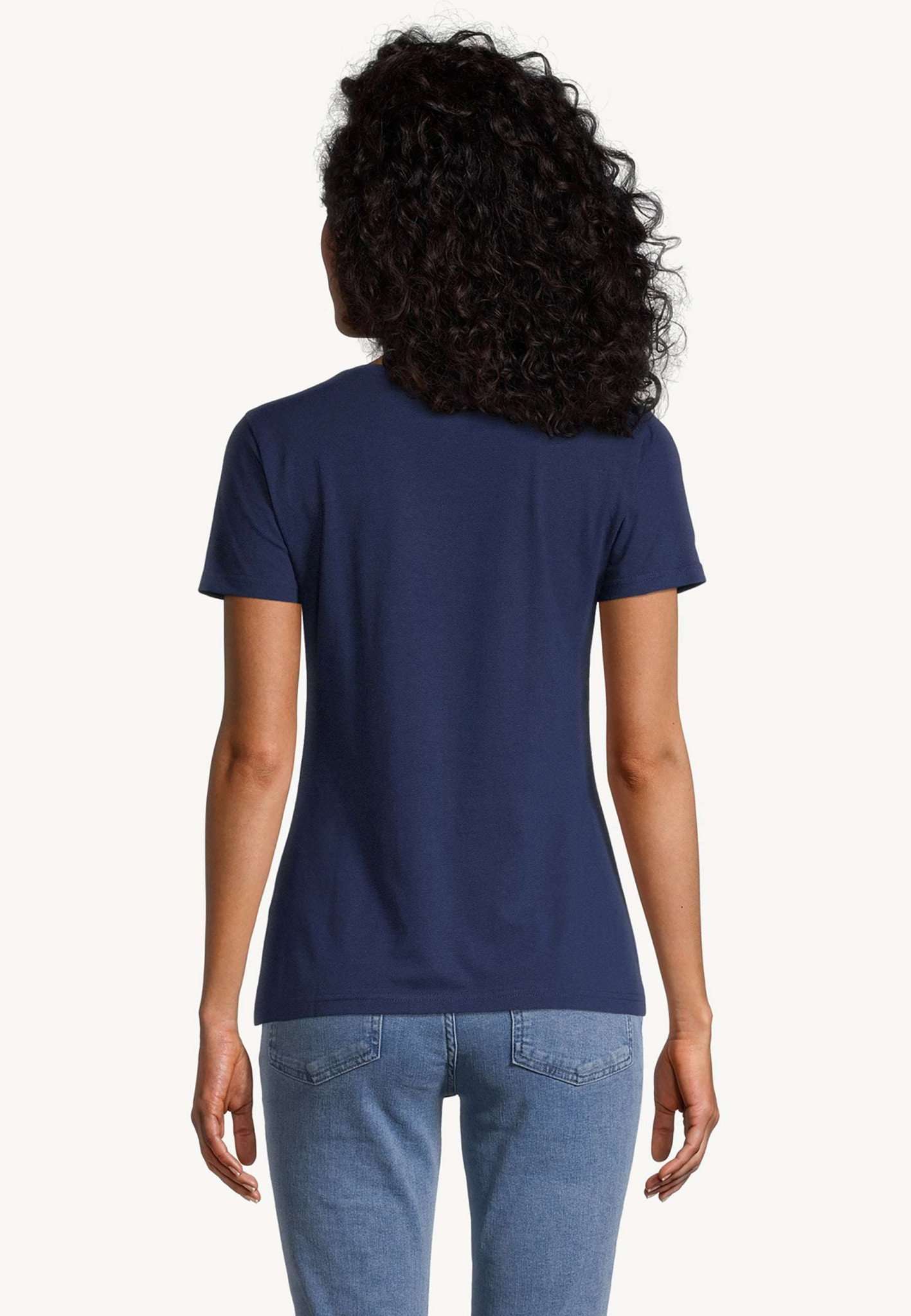 Alba Deep Neck Slim Tee in Medieval Blue T-Shirts Tamaris