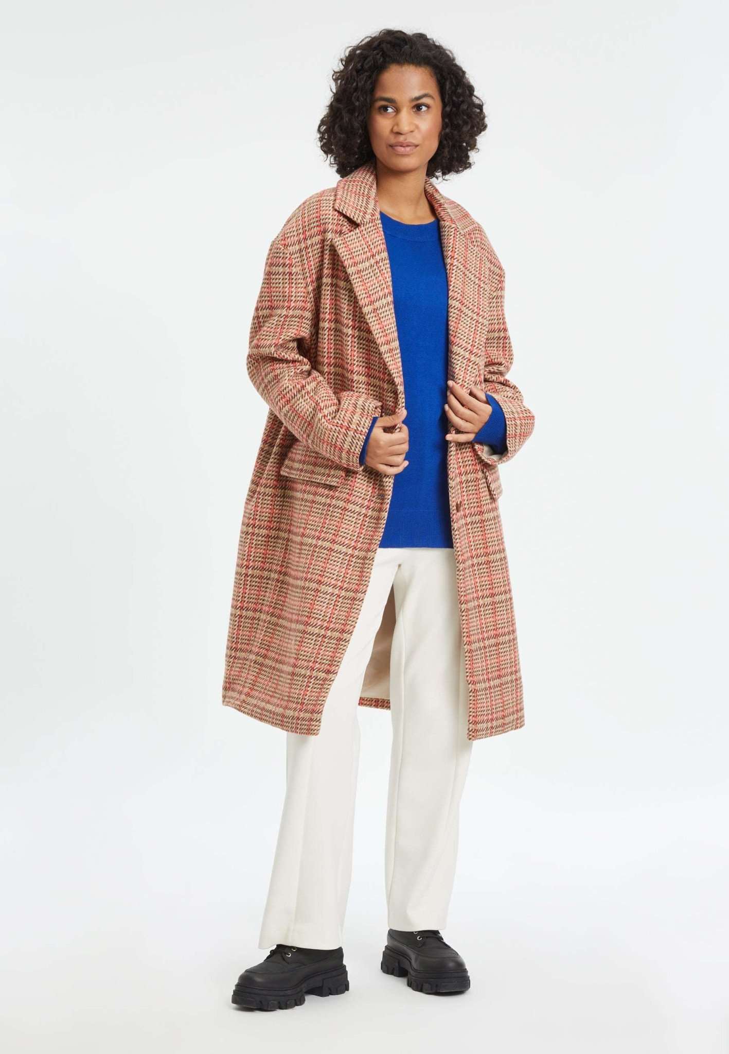 Bansin Check Coat in Tapioca Glen Plaid Check Jacken Tamaris