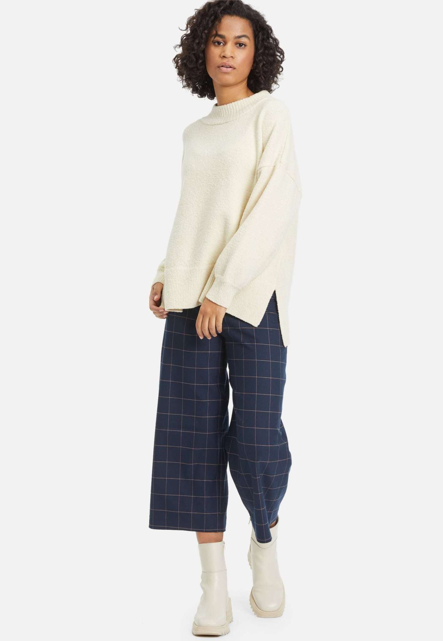 Balimo Culotte Trouser in Blueberry Window Check Leggings Tamaris