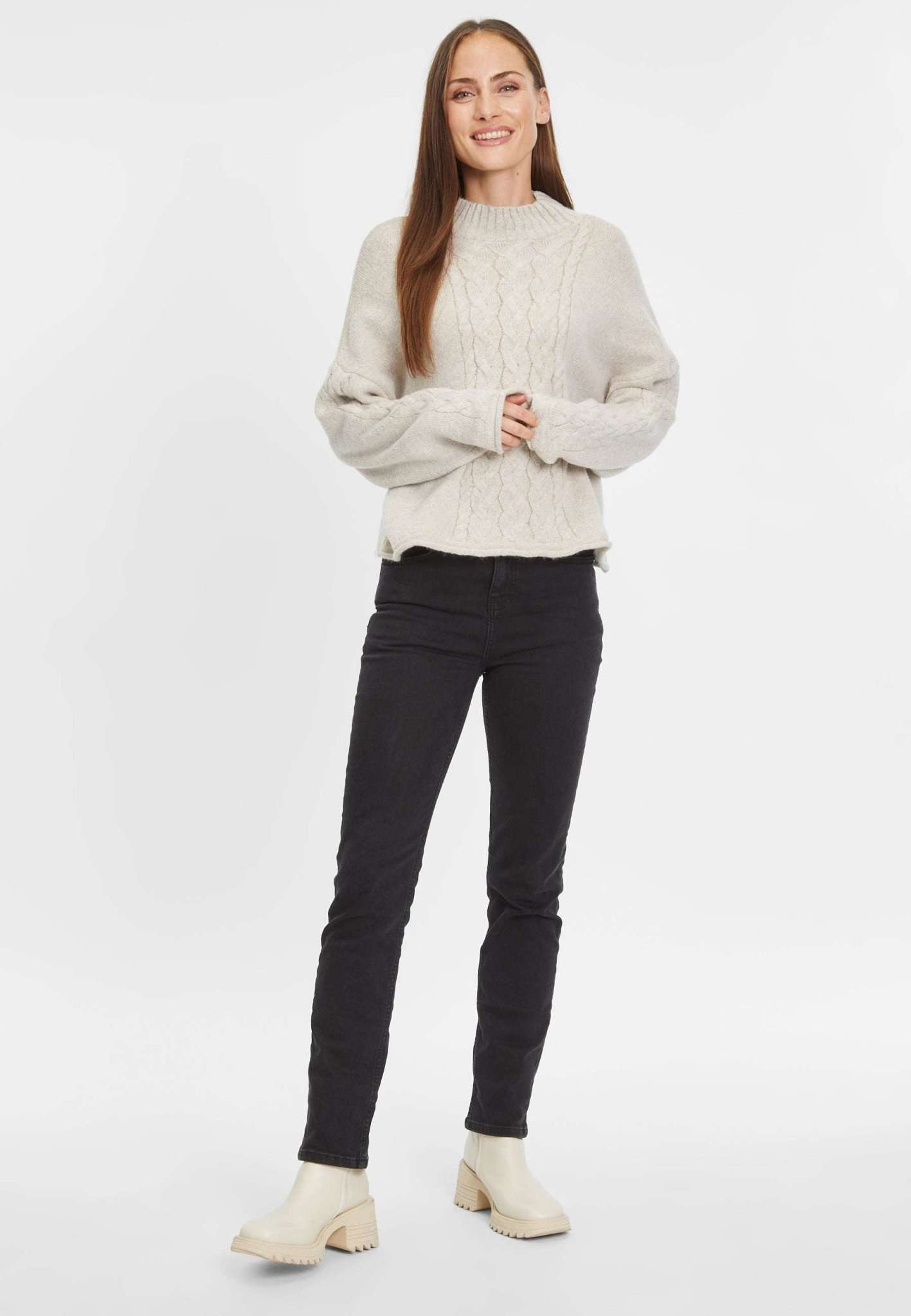 Balje Cable Knit Sweater in Tapioca Pullover Tamaris   