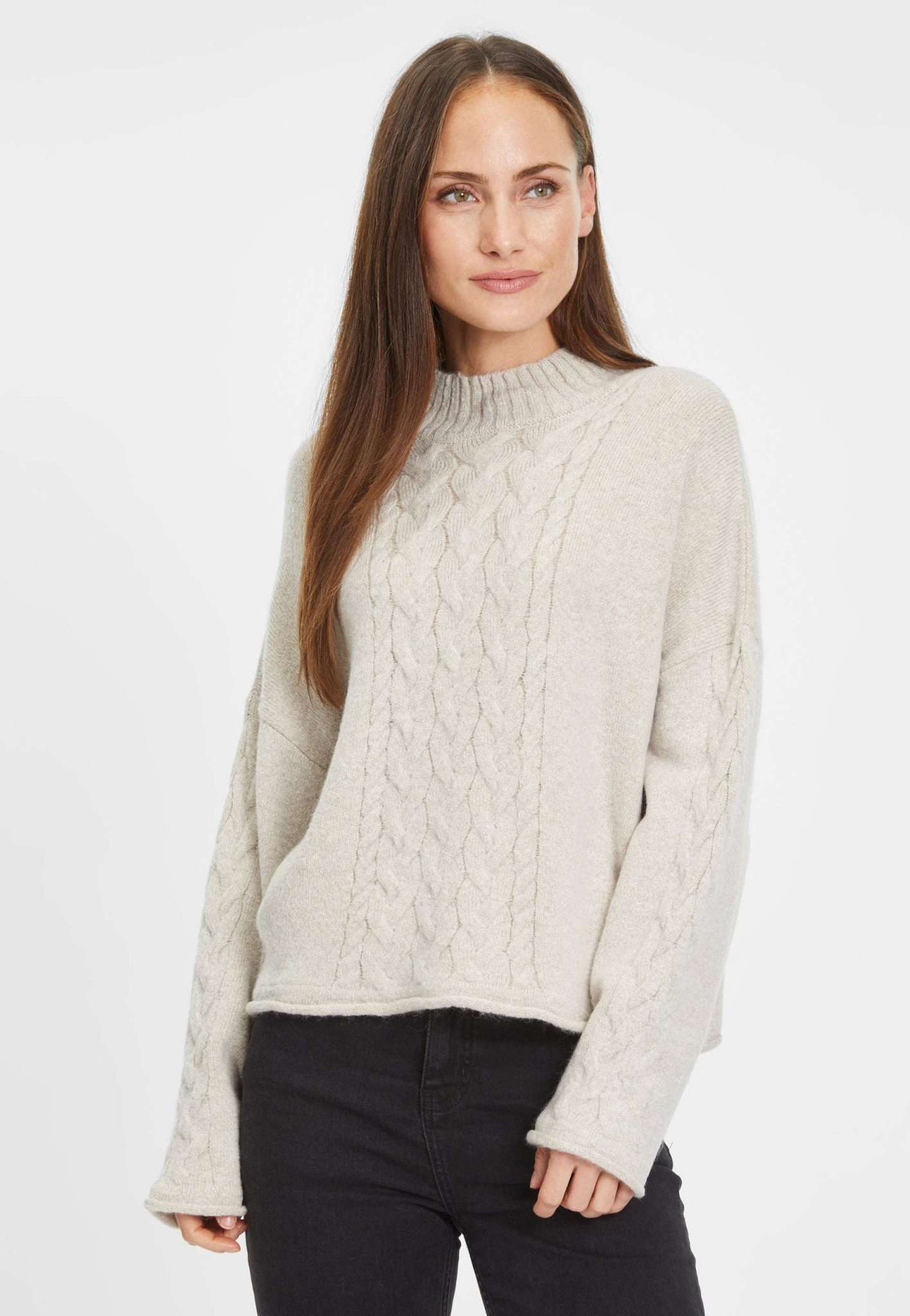 Balje Cable Knit Sweater in Tapioca Pullover Tamaris