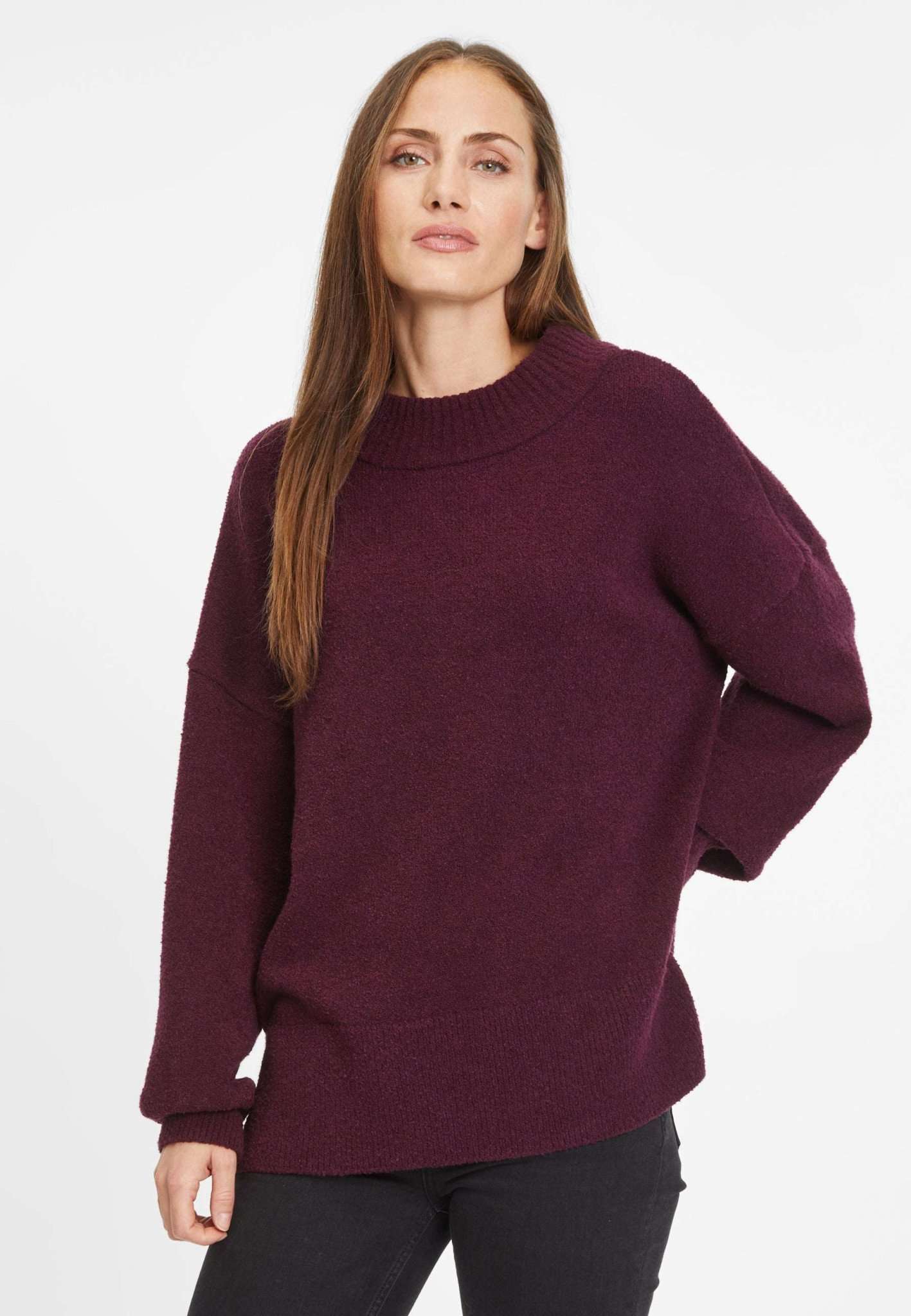 Barlt Boucle Knit Sweater in Grape Wine Pullover Tamaris
