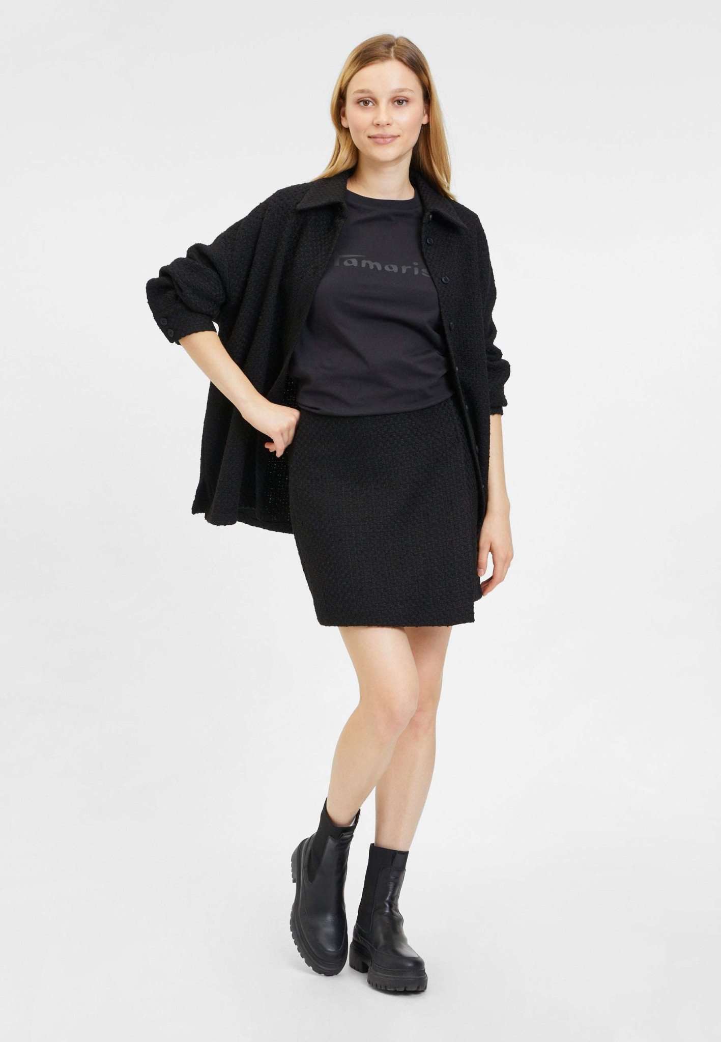 Barumini Asymetrical Skirt in Black Beauty Röcke Tamaris   