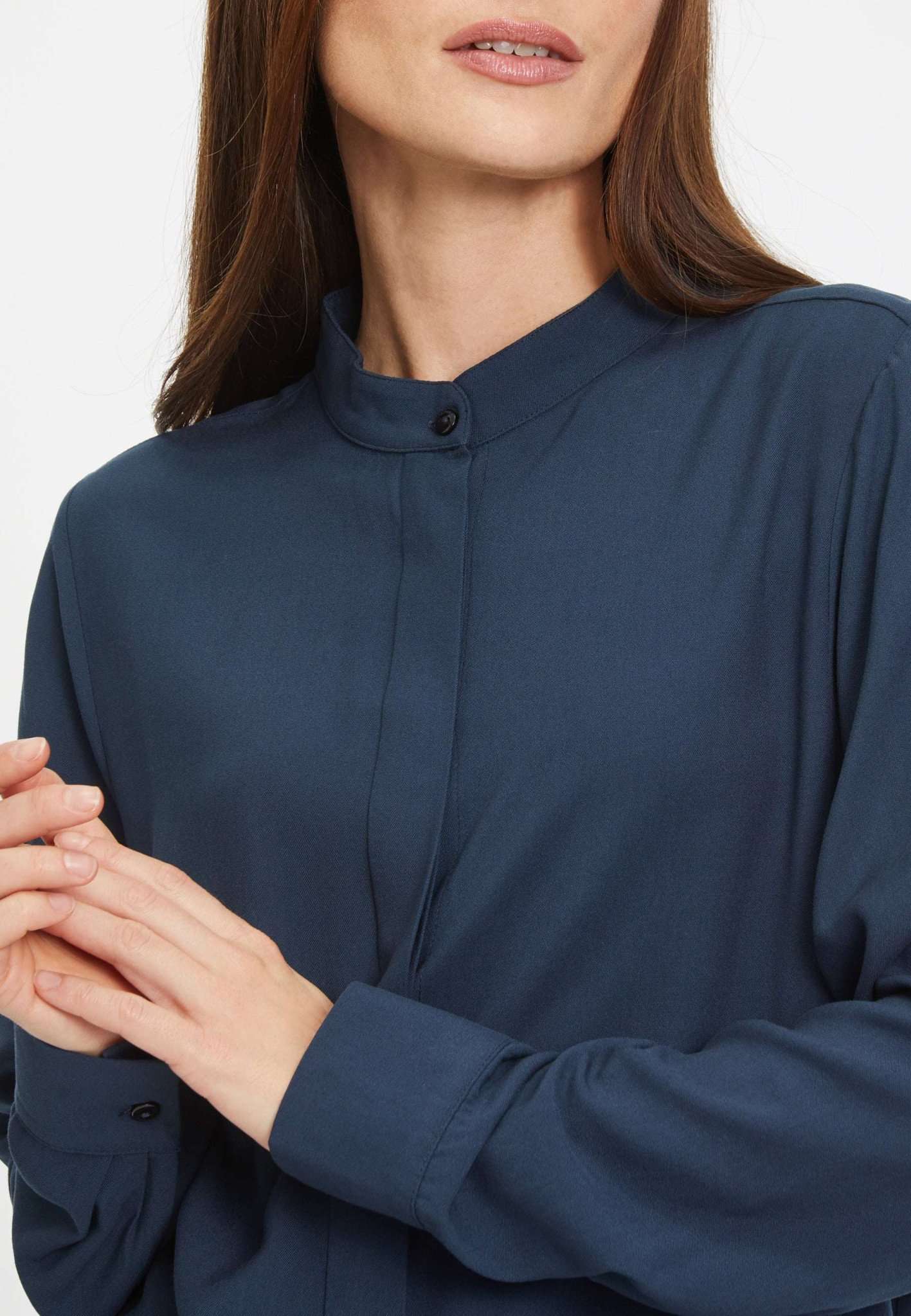 Bytom Stand Collar Blouse in Blueberry Blusen Tamaris