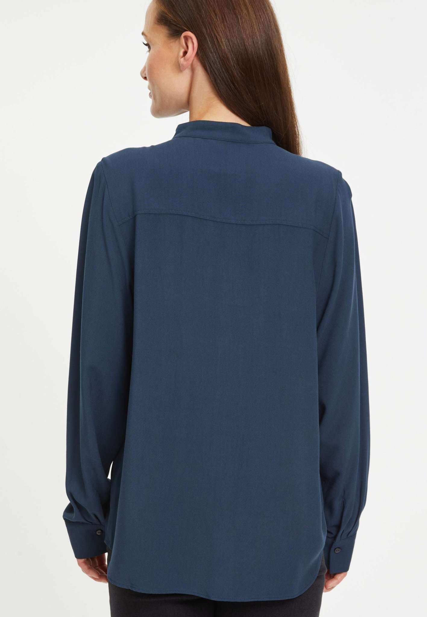 Bytom Stand Collar Blouse in Blueberry Blusen Tamaris