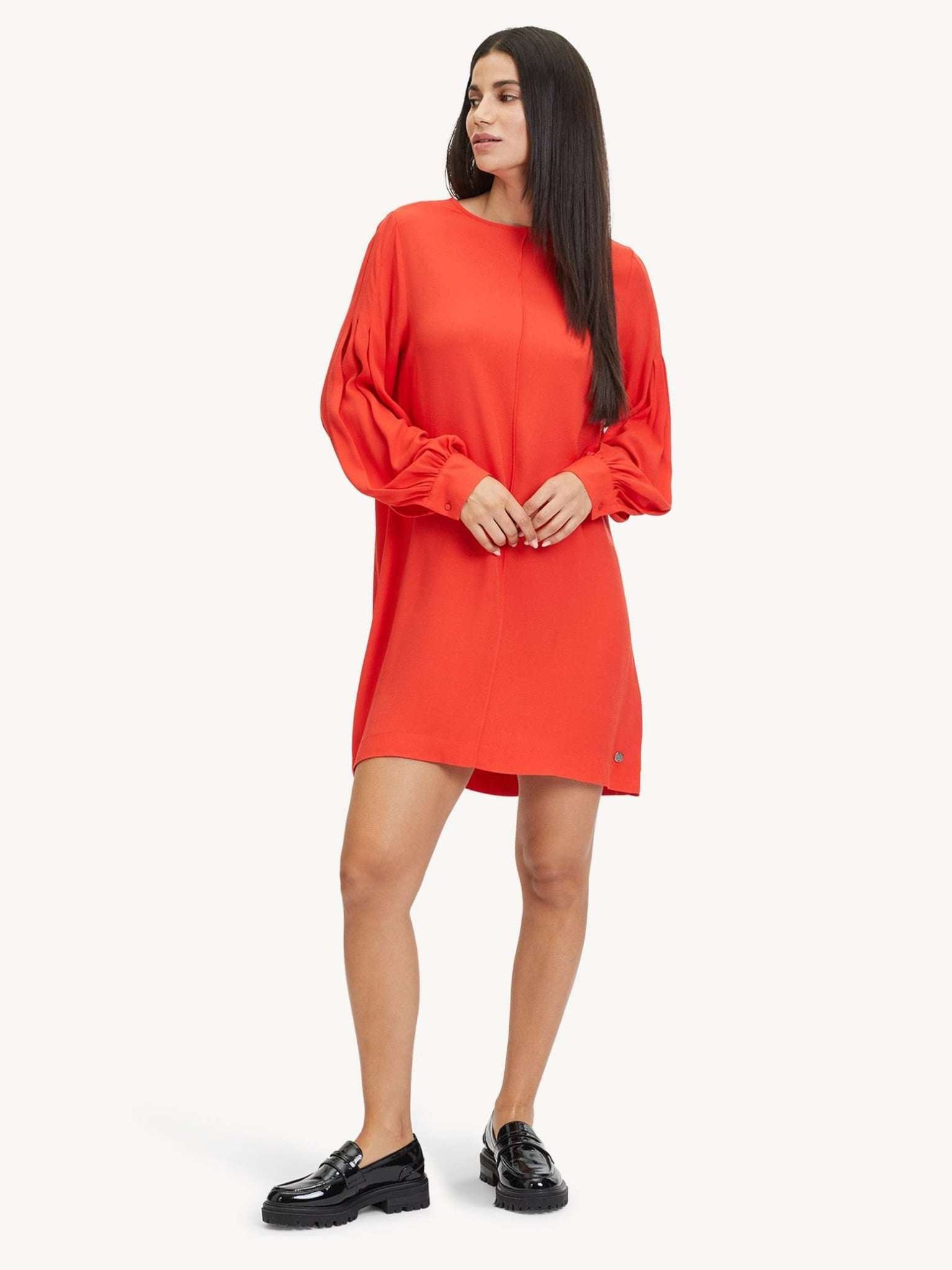 Bedenica A- Line Dress in Fiery Red Kleider Tamaris
