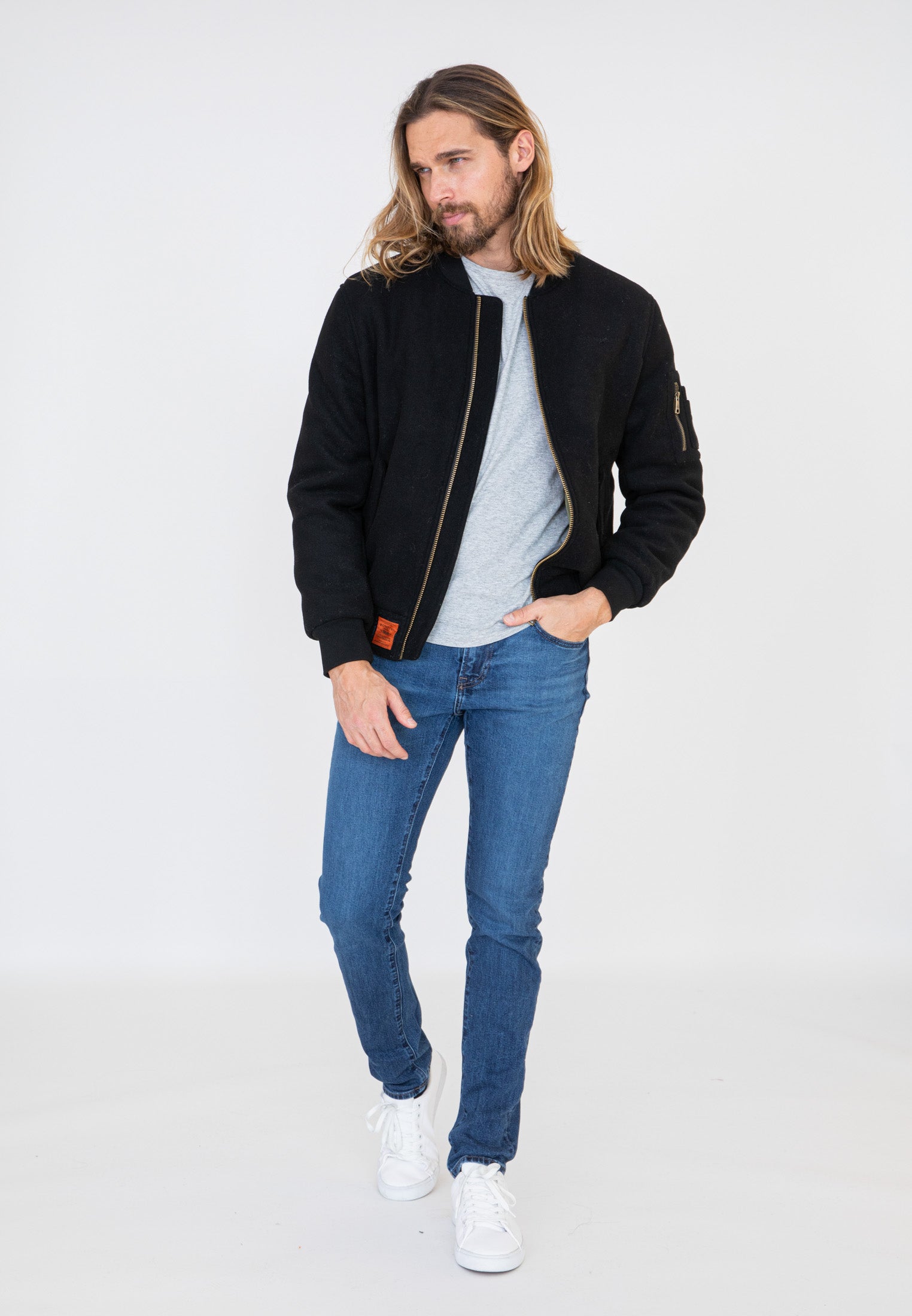 Track M Bomberjacke in Black Jacken Bombers Original