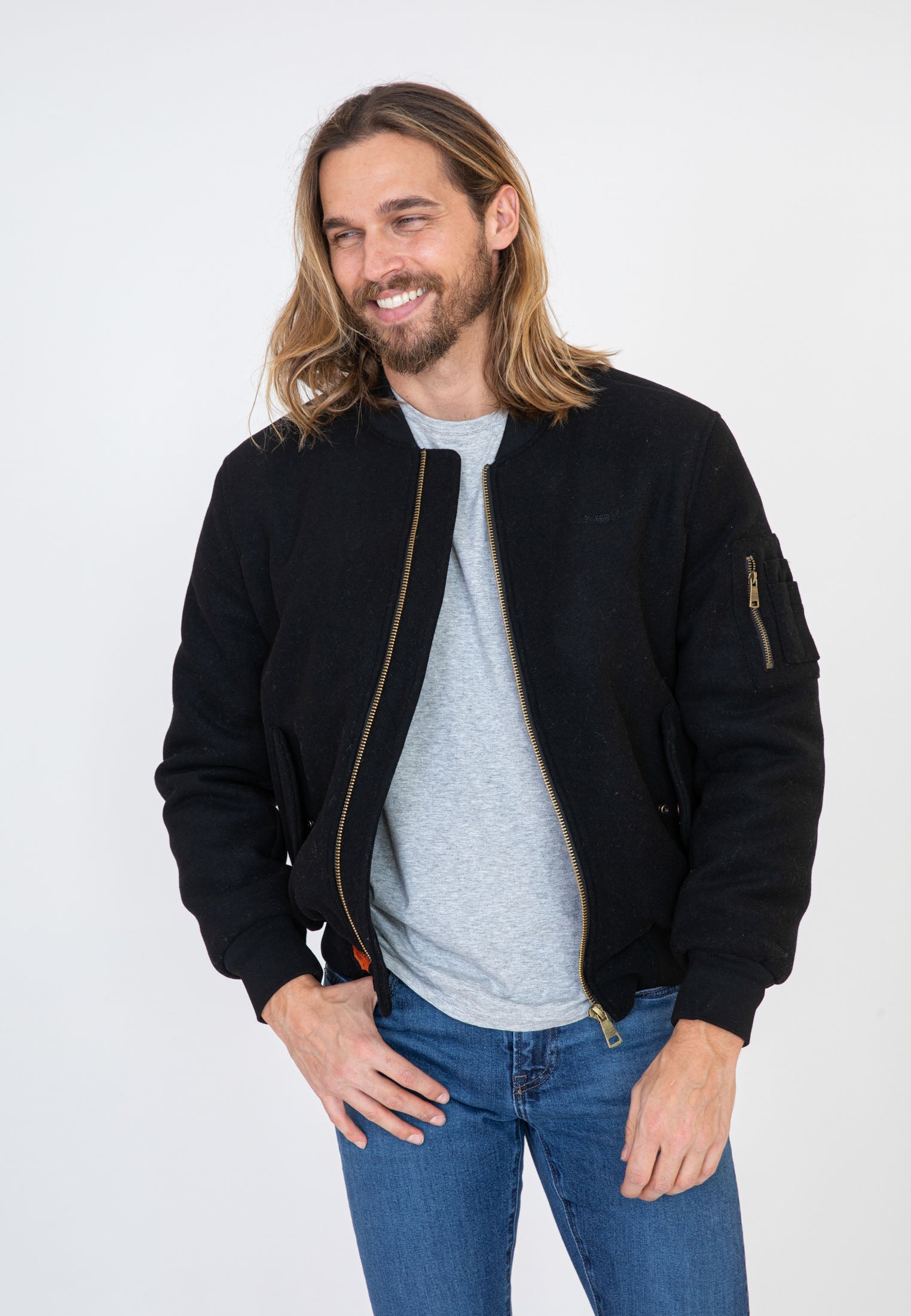 Track M Bomberjacke in Black Jacken Bombers Original