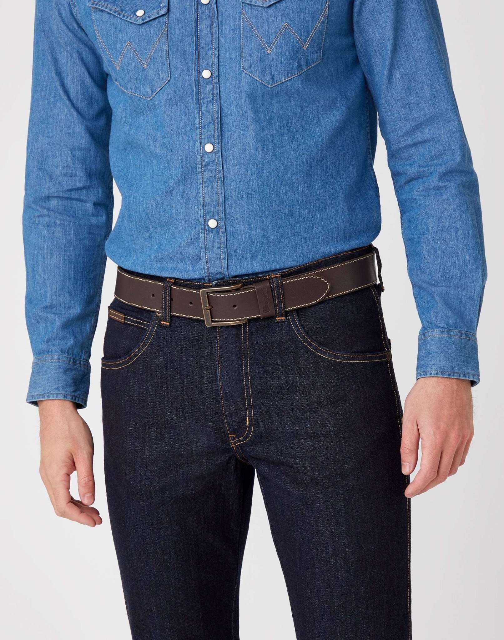Stitched Belt in Brown Gürtel Wrangler