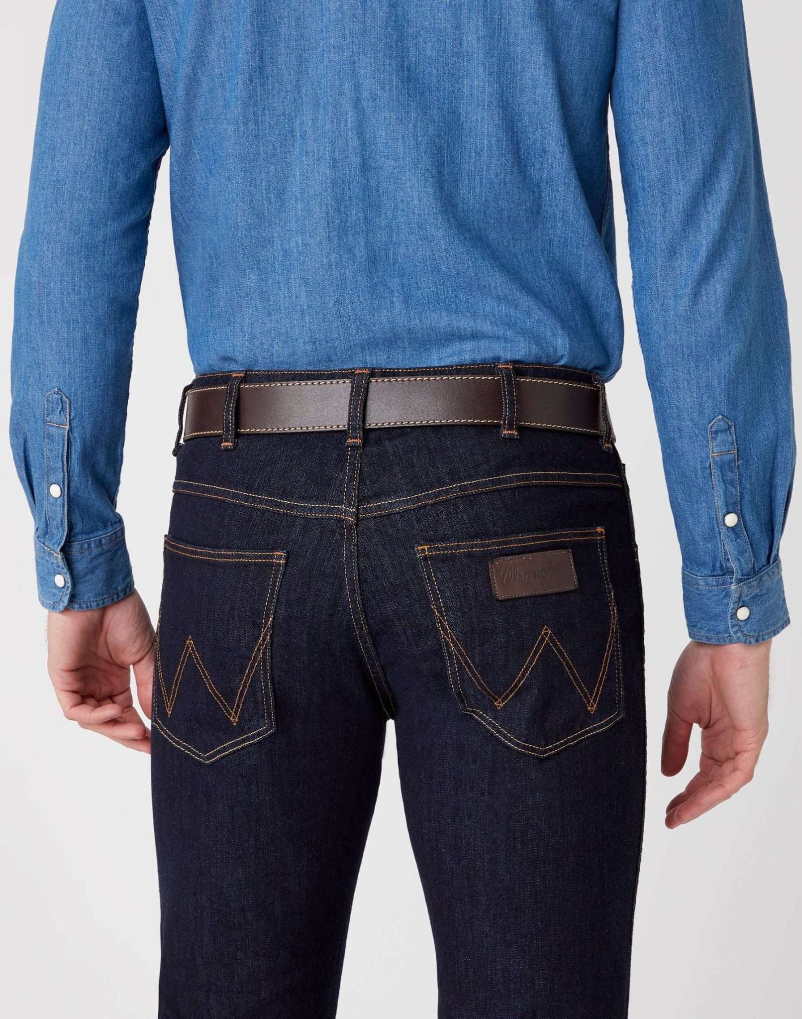 Stitched Belt in Brown Gürtel Wrangler
