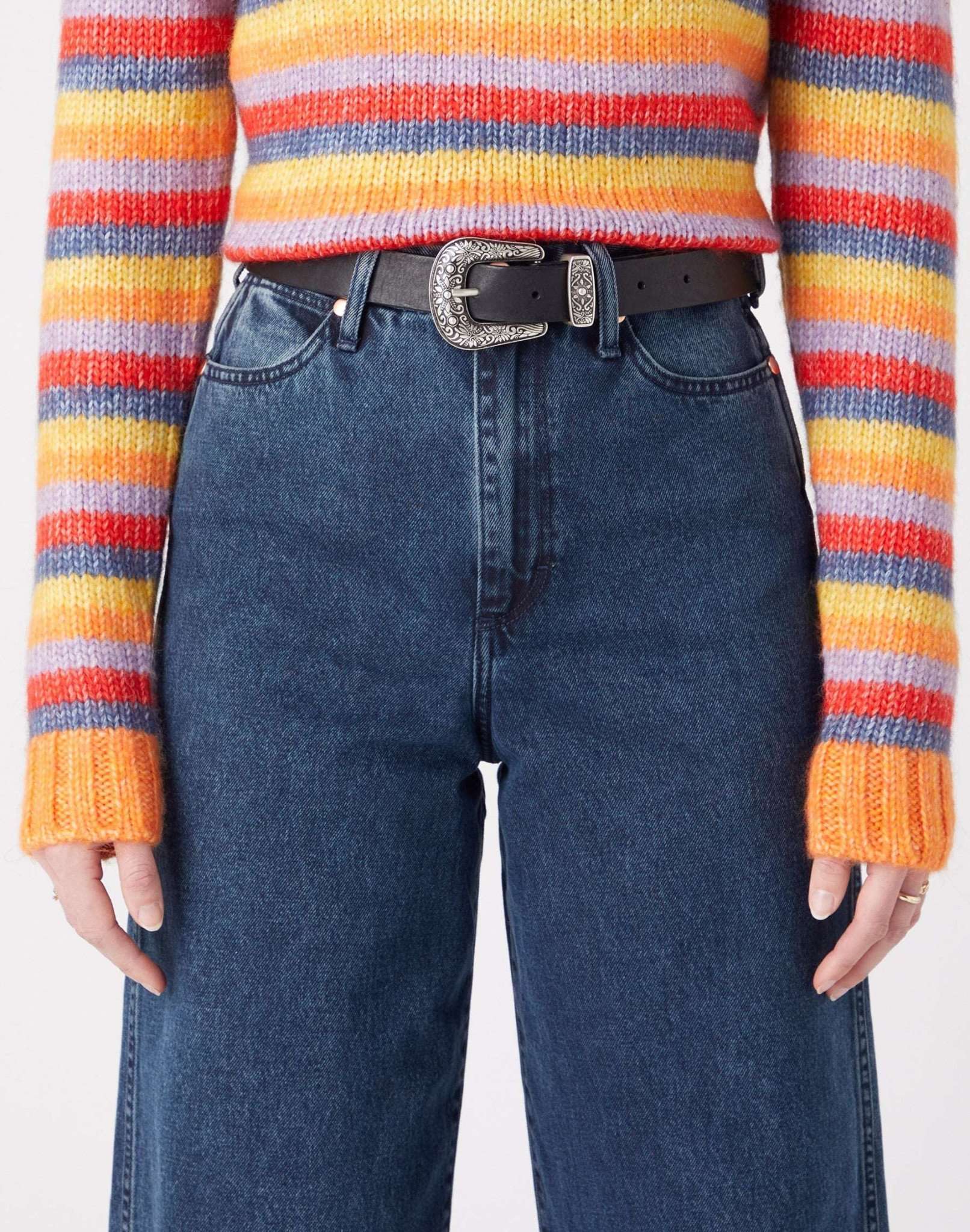 Floral Western Belt in Black Gürtel Wrangler