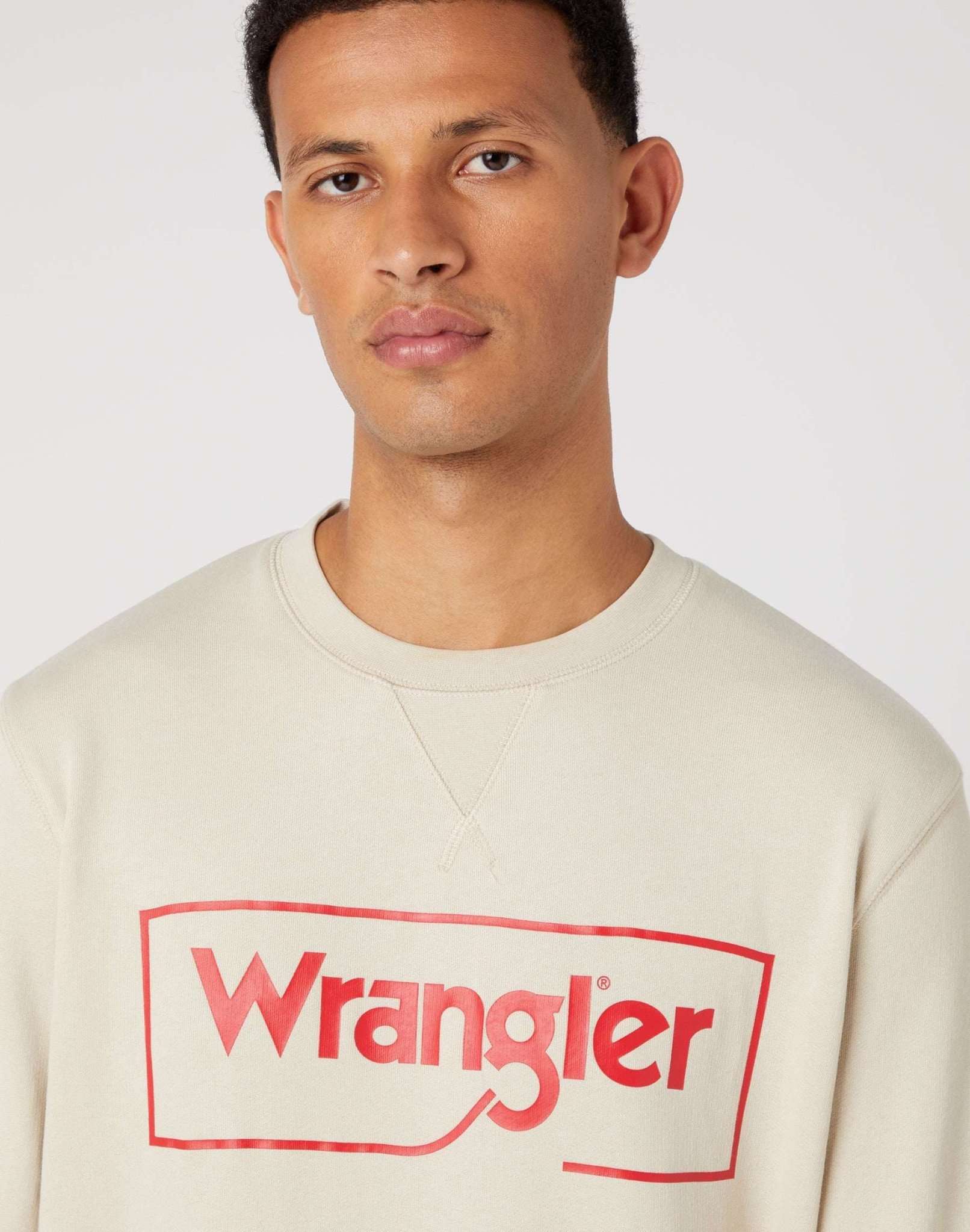 Frame Logo Crew in Peyote Beige Sweatshirts Wrangler