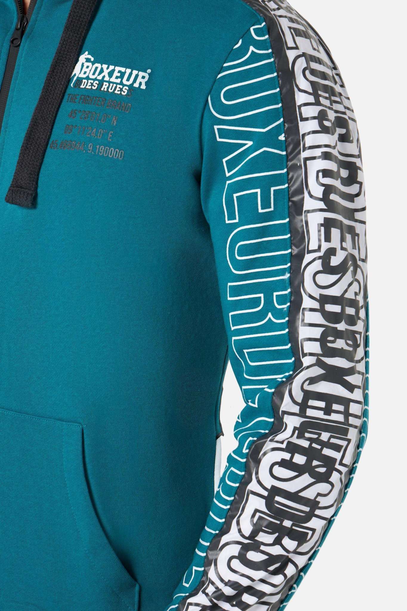 Hooded Full Zip With Prints in Ocean Sweatjacken Boxeur des Rues