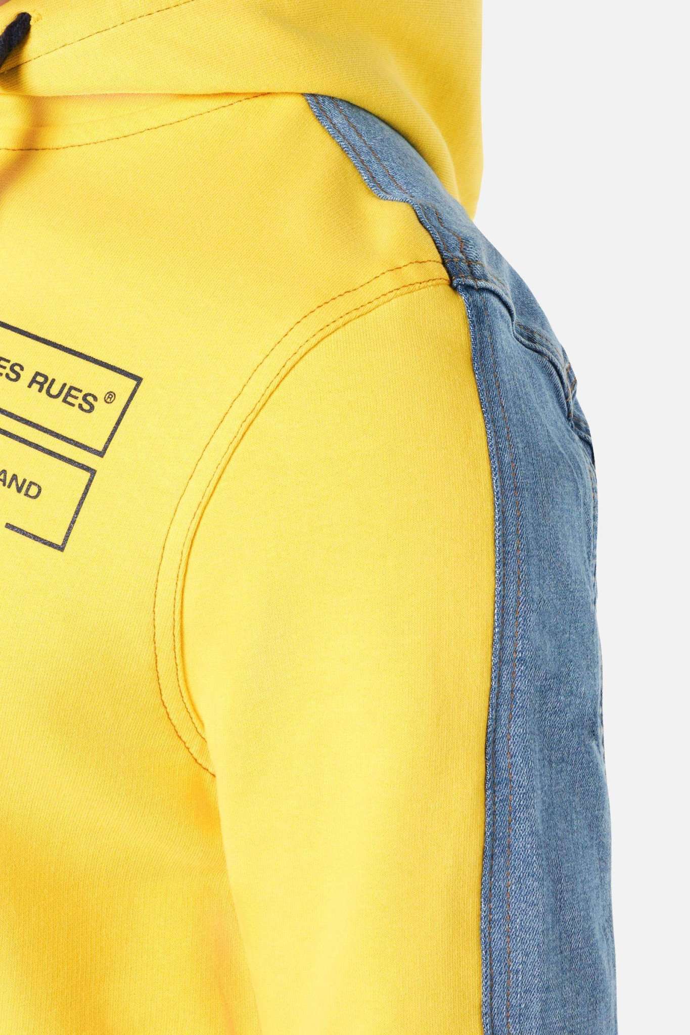 Mixed Fabric Hoodie in Yellow Kapuzenpullover Boxeur des Rues
