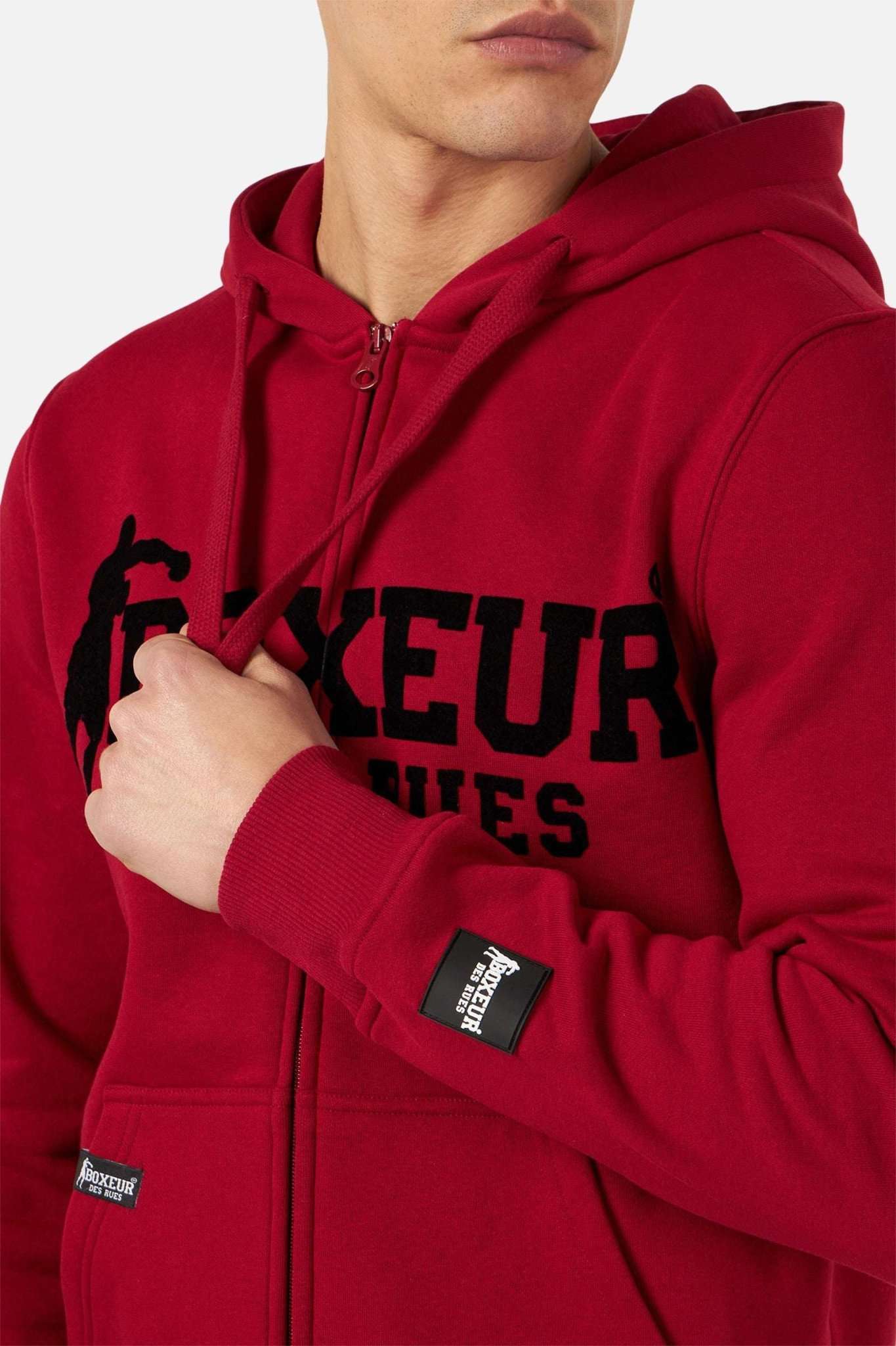 Hoodie Fullzip Logo Print in Burgundy Sweatjacken Boxeur des Rues