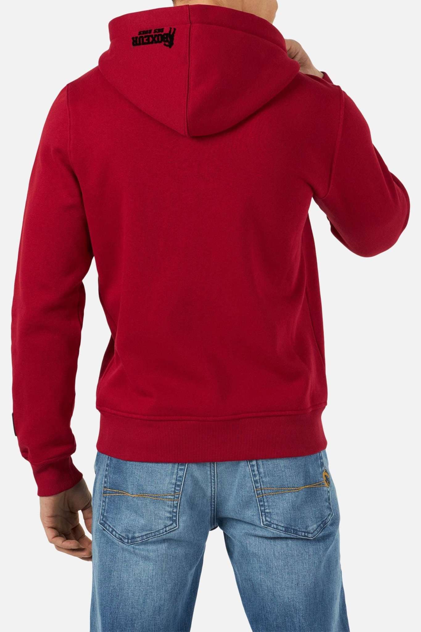 Hoodie Fullzip Logo Print in Burgundy Sweatjacken Boxeur des Rues