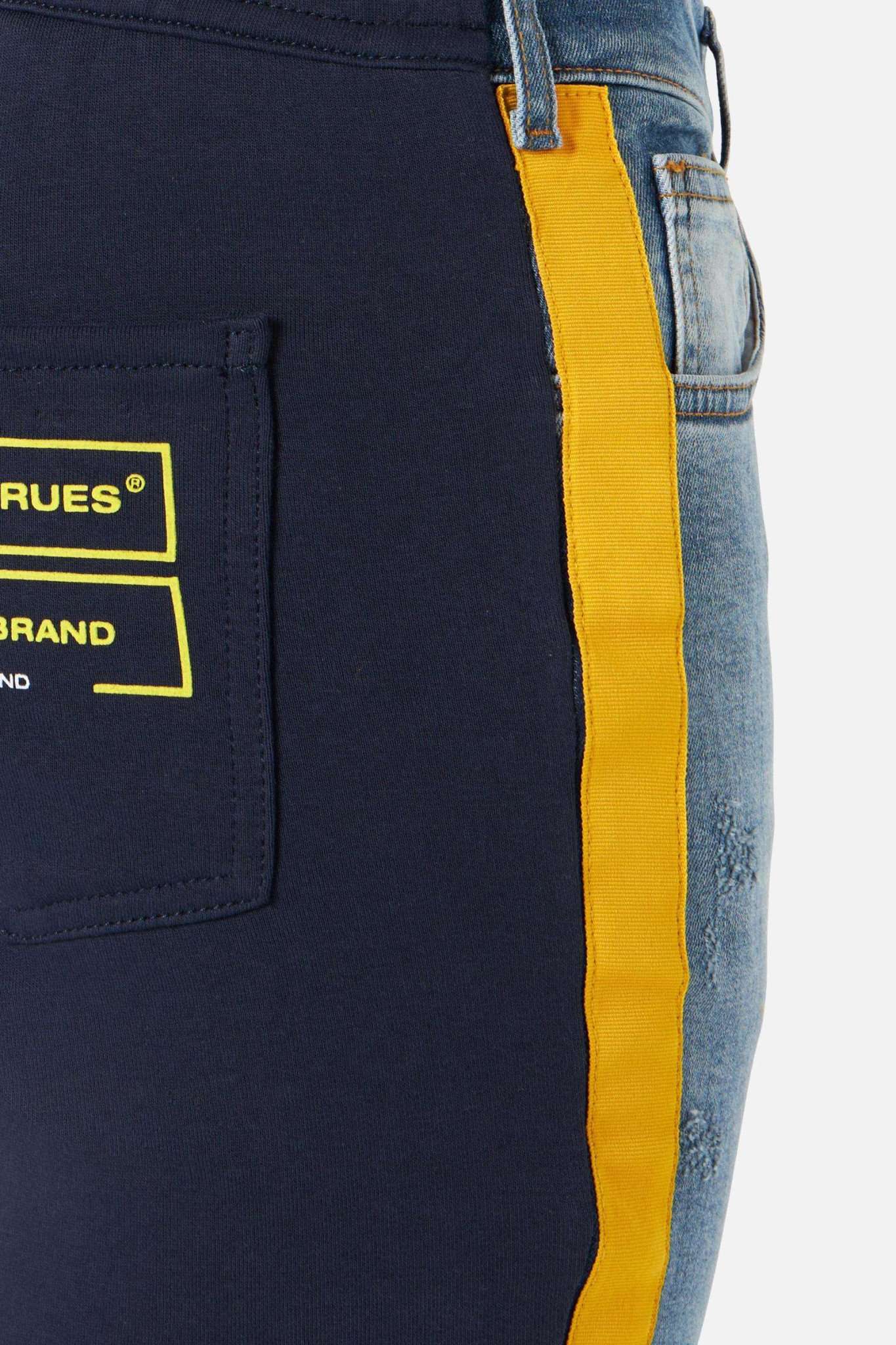 Mixed Fabric Jeans in Navy Jeans Boxeur des Rues