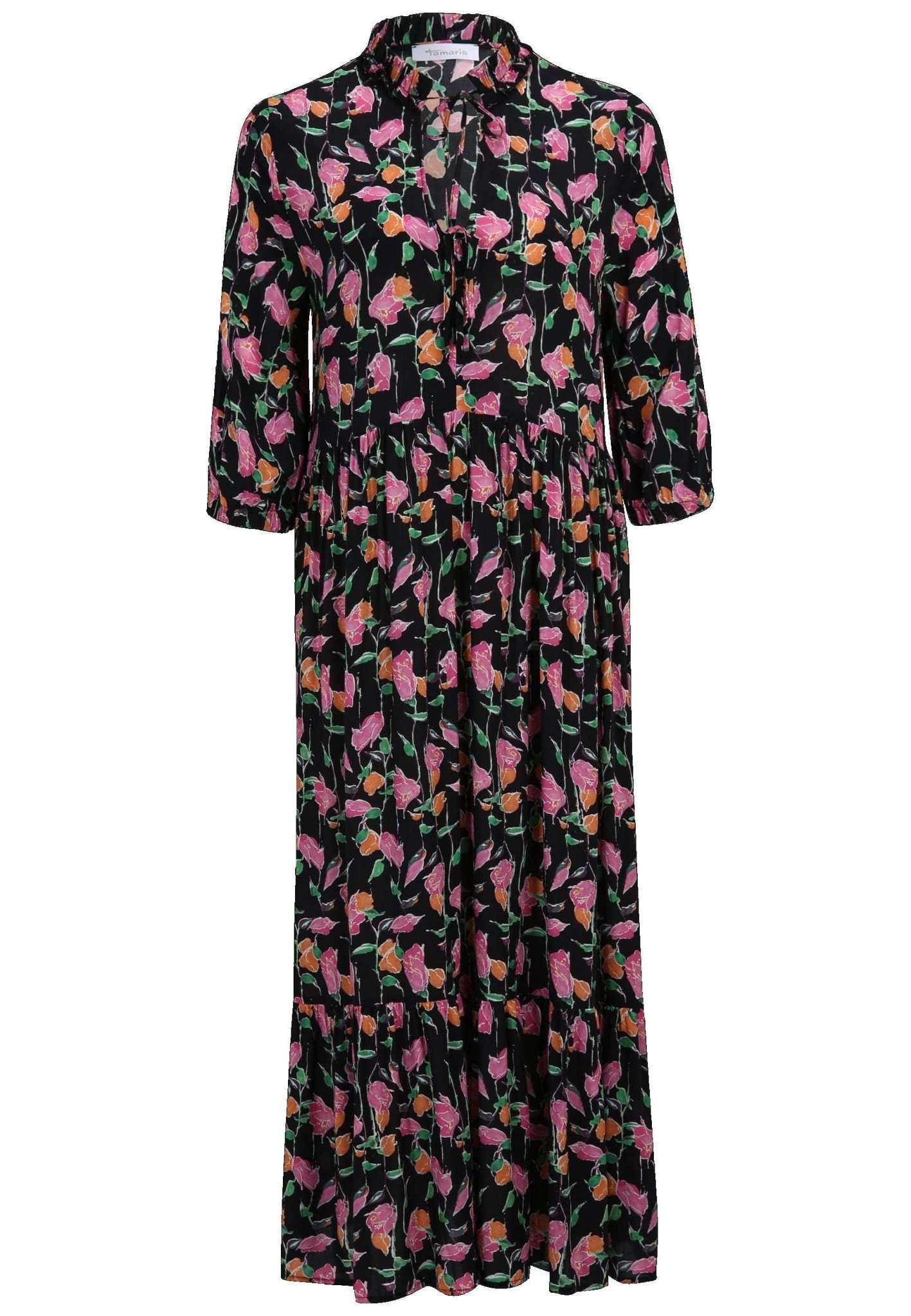 Anshun Aop Boho Dress in Black Beauty Multicolor Flower AOP Kleider Tamaris   