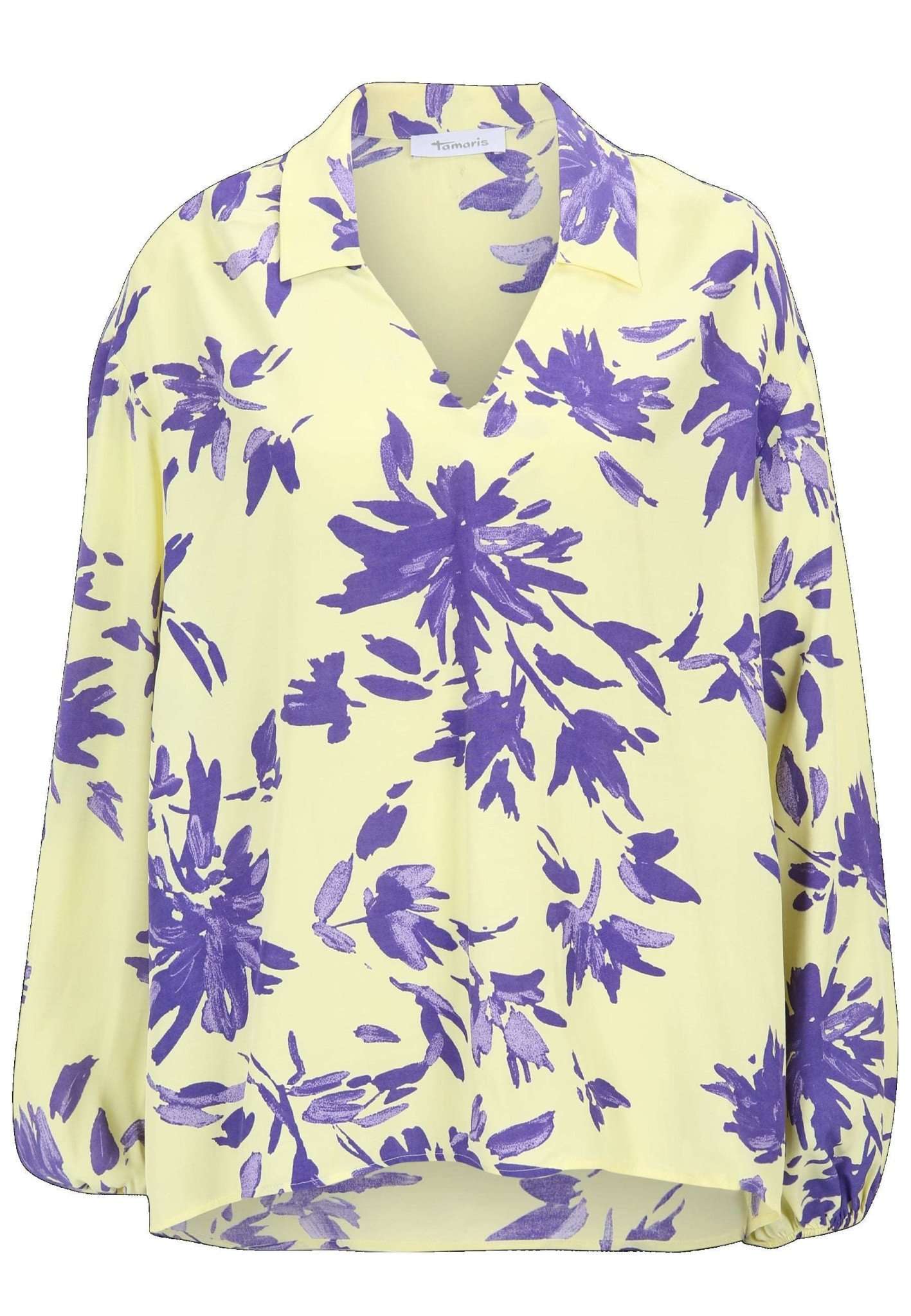 Antibes Aop Blouse With Collar in Limelight Flower AOP Blusen Tamaris