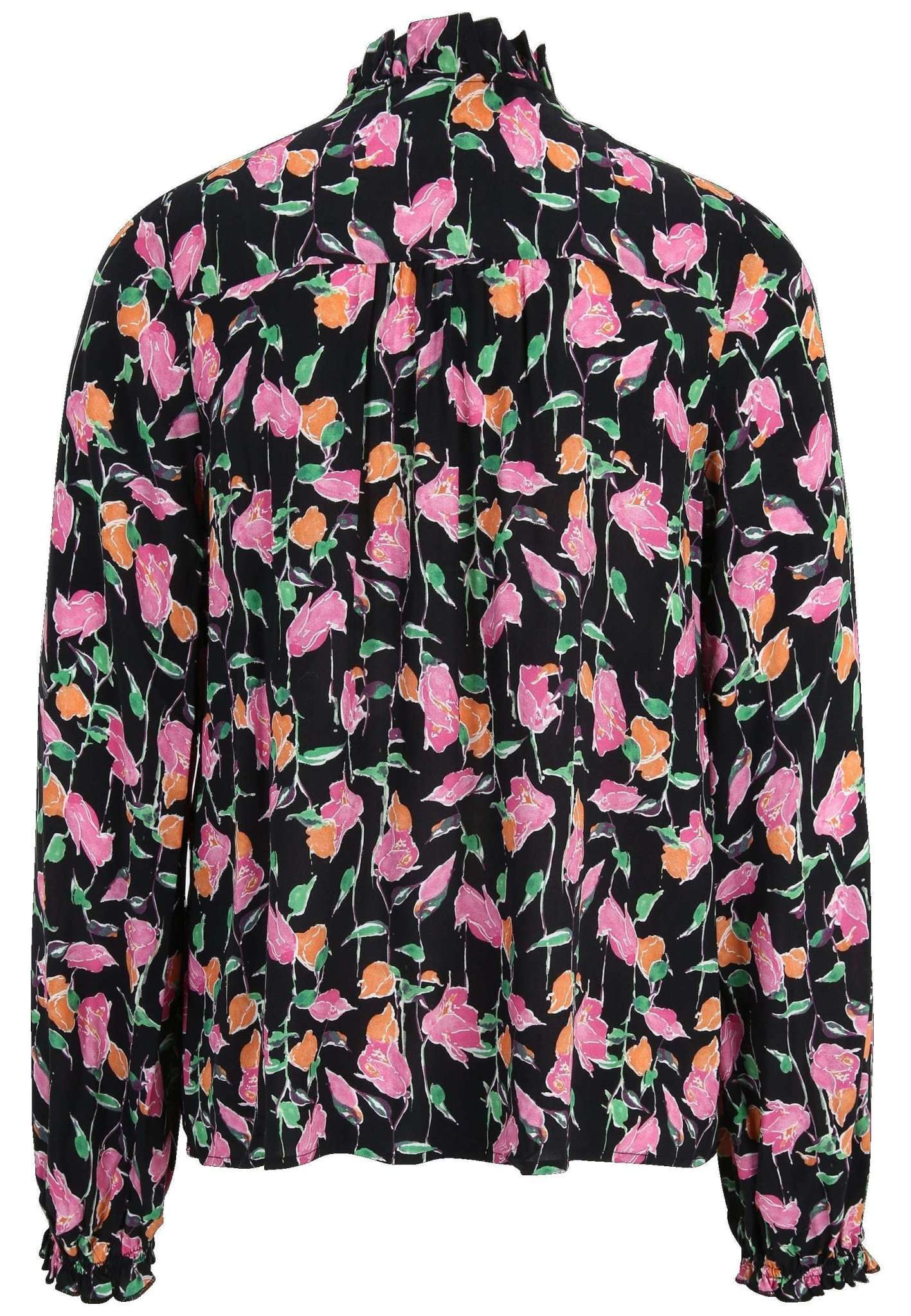 Anniston Aop Boho Blouse in Black Beauty Multicolor Flower AOP Hemden Tamaris   