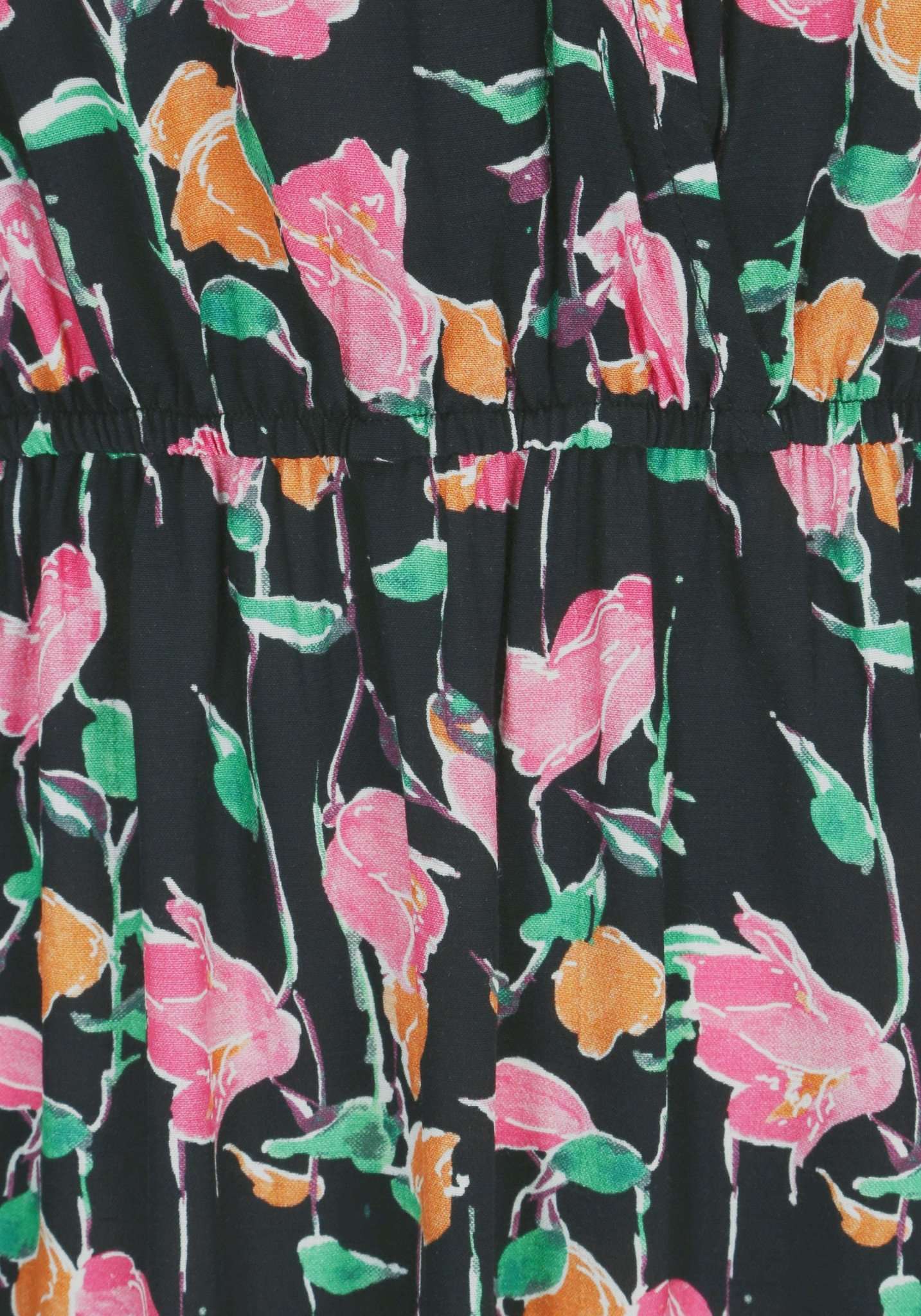 Amavida Aop Short Boho Dress in Black Beauty Multicolor Flower AOP Kleider Tamaris