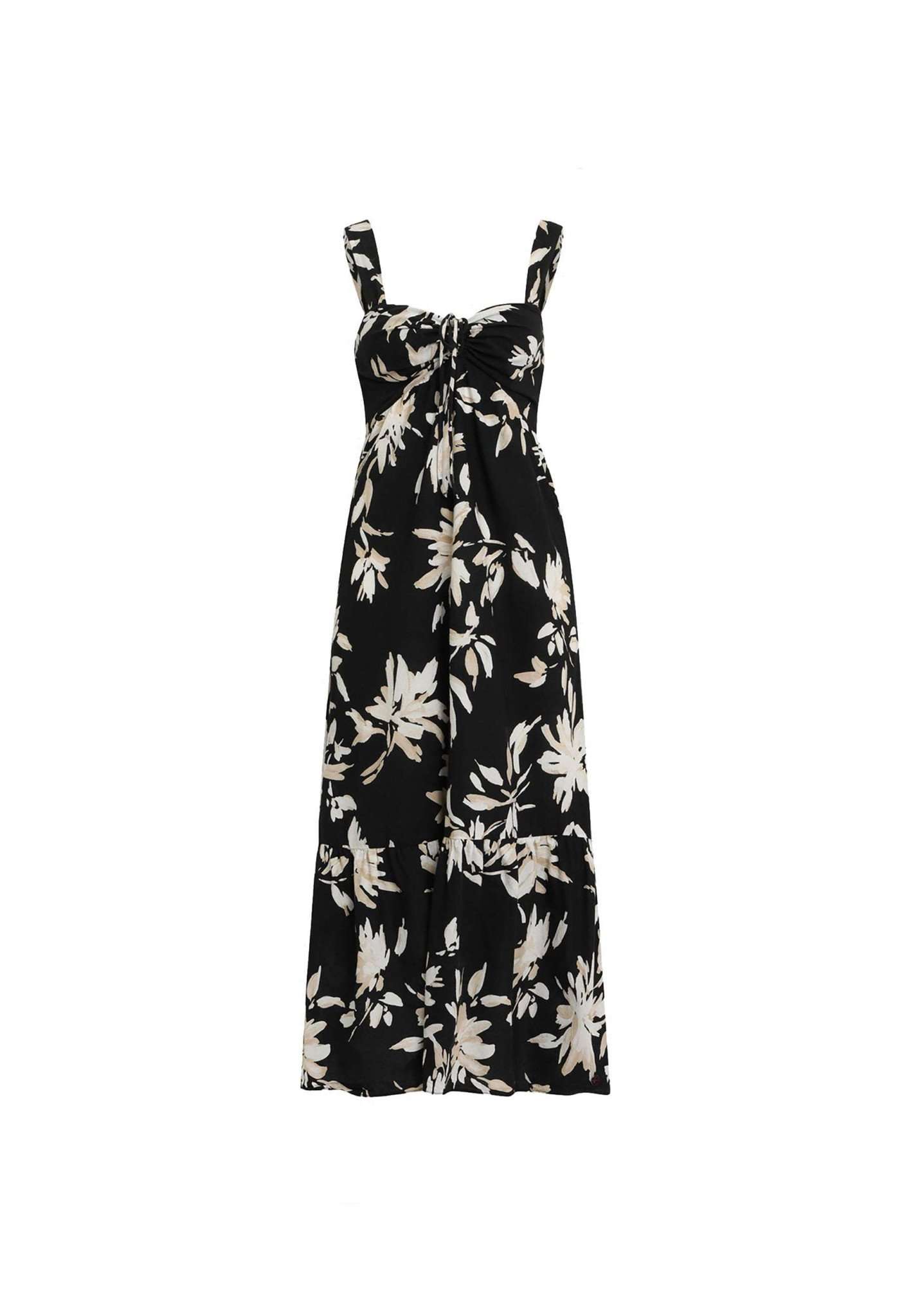 Adana Aop Long Strap Dress in Black Flower AOP Kleider Tamaris