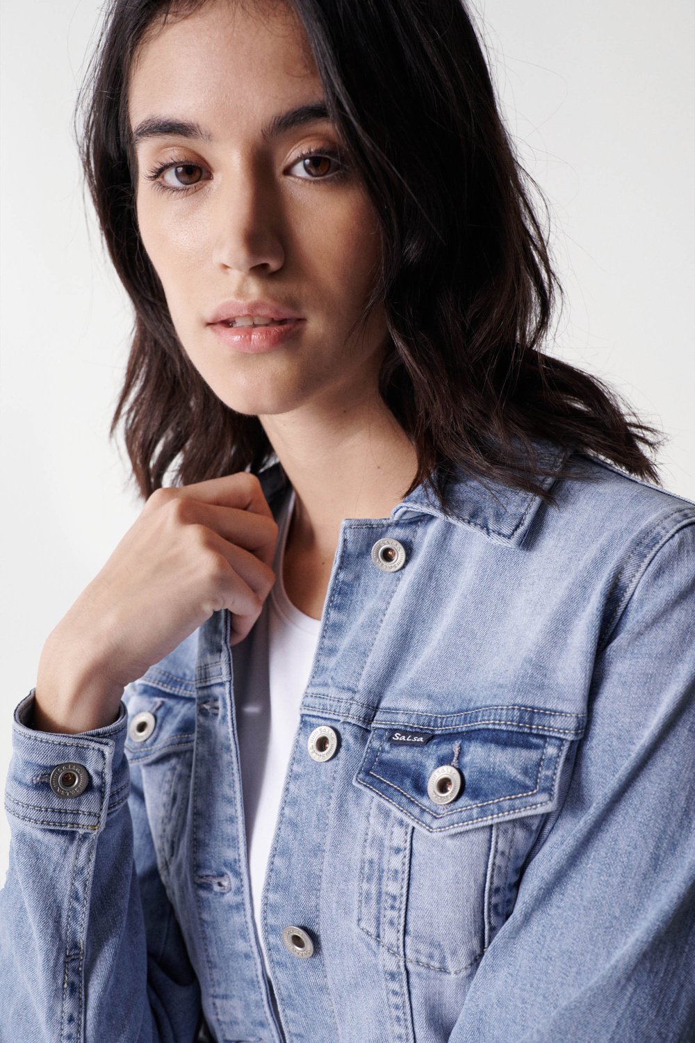 Denim Trucker Jacket in Medium Light Jacken Salsa Jeans
