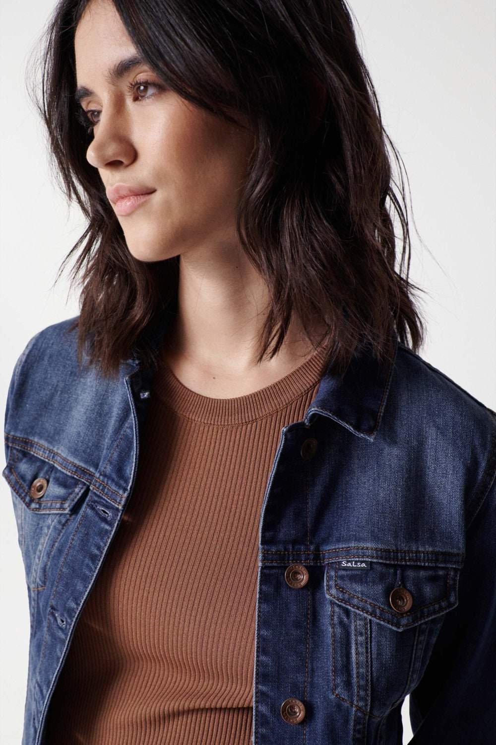 Denim Trucker Jacket in Dark Wash Jacken Salsa Jeans