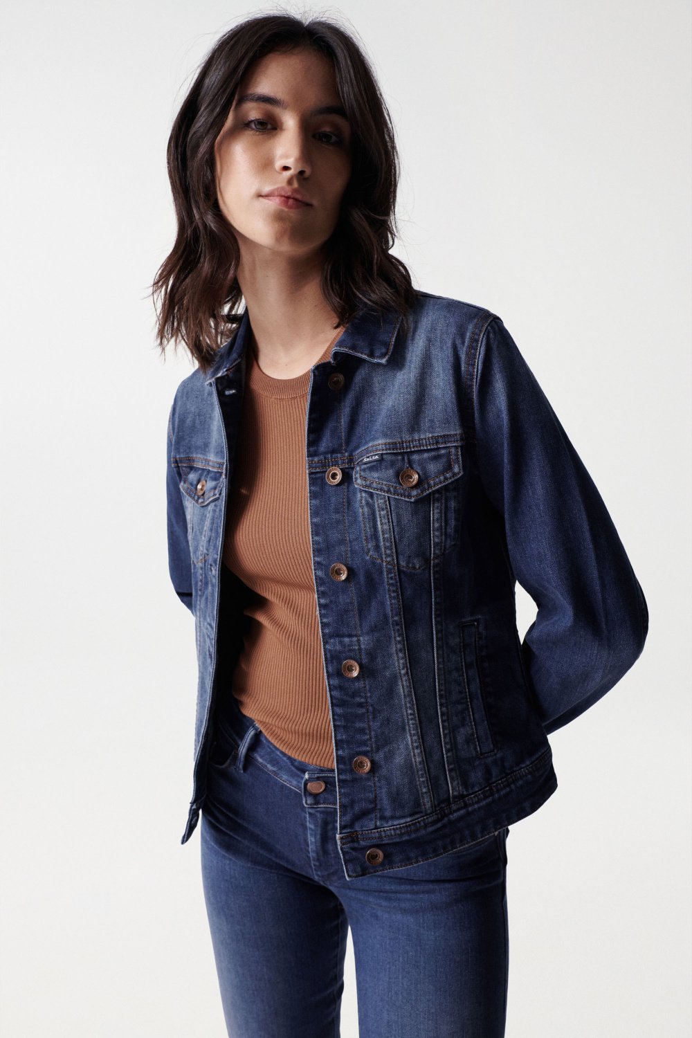 Denim Trucker Jacket in Dark Wash Jacken Salsa Jeans