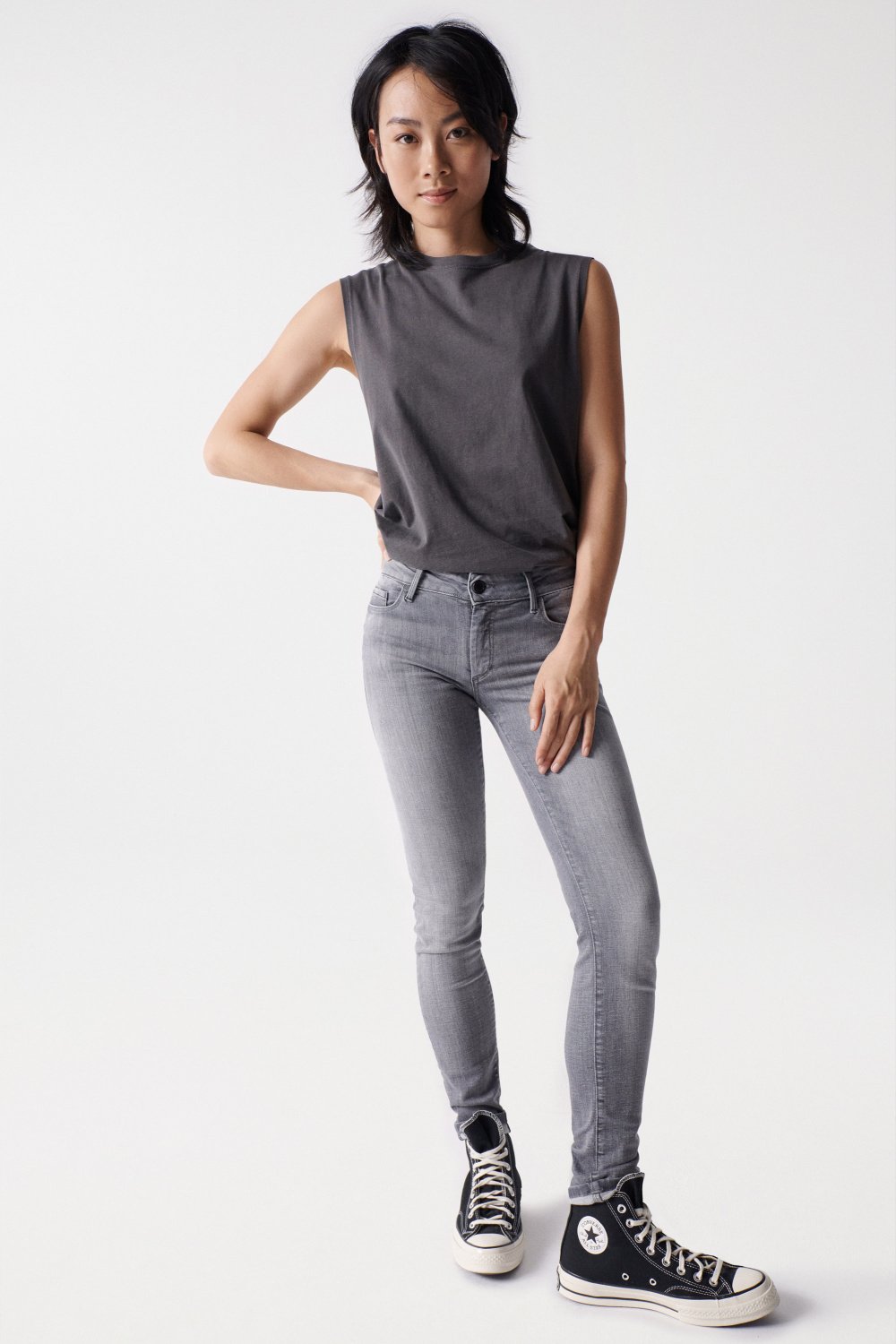 Wonder Skinny Push-Up in Dark Grey Jeans Salsa Jeans