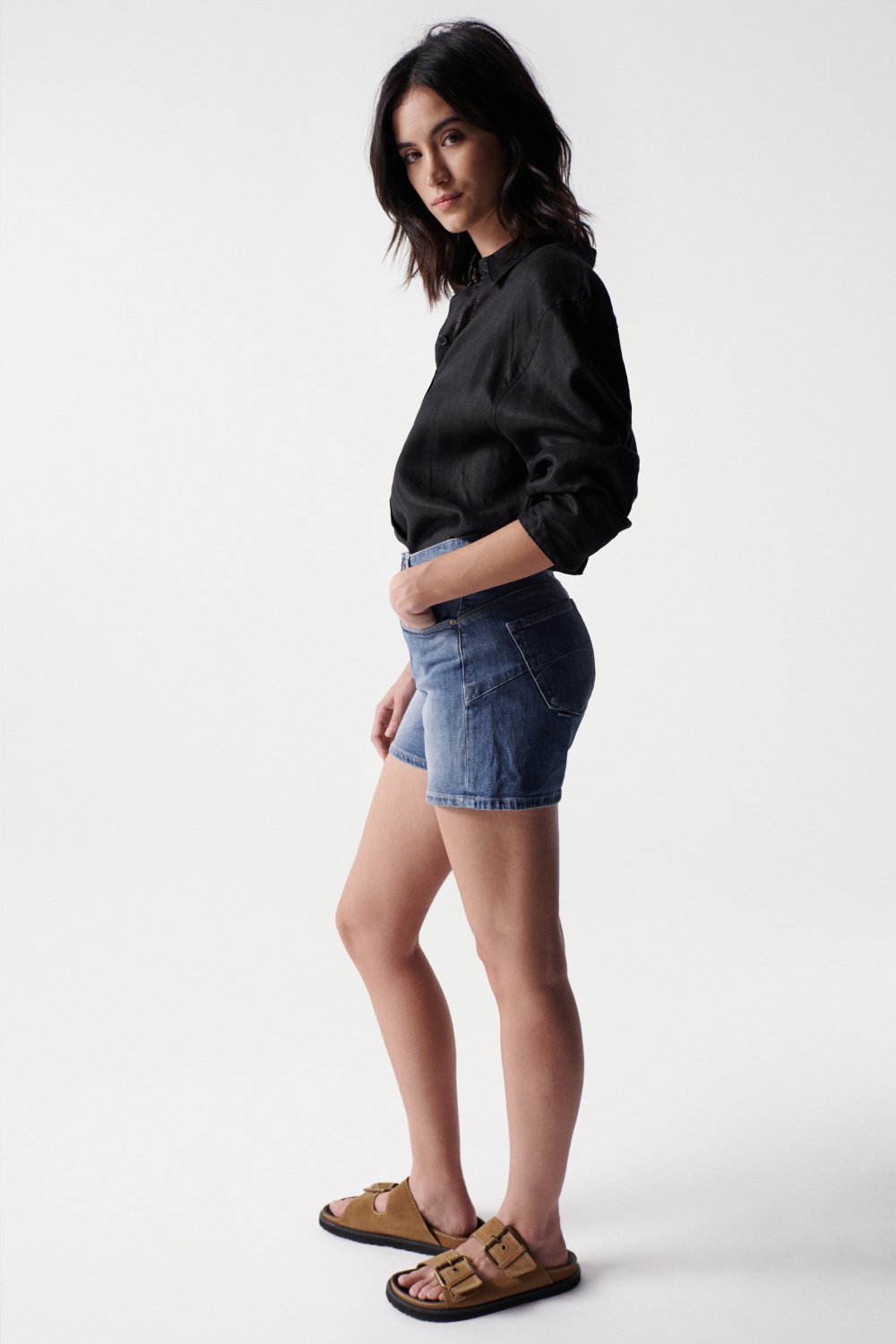 Short Glamour Push-In in Medium Wash Jeansshorts Salsa Jeans