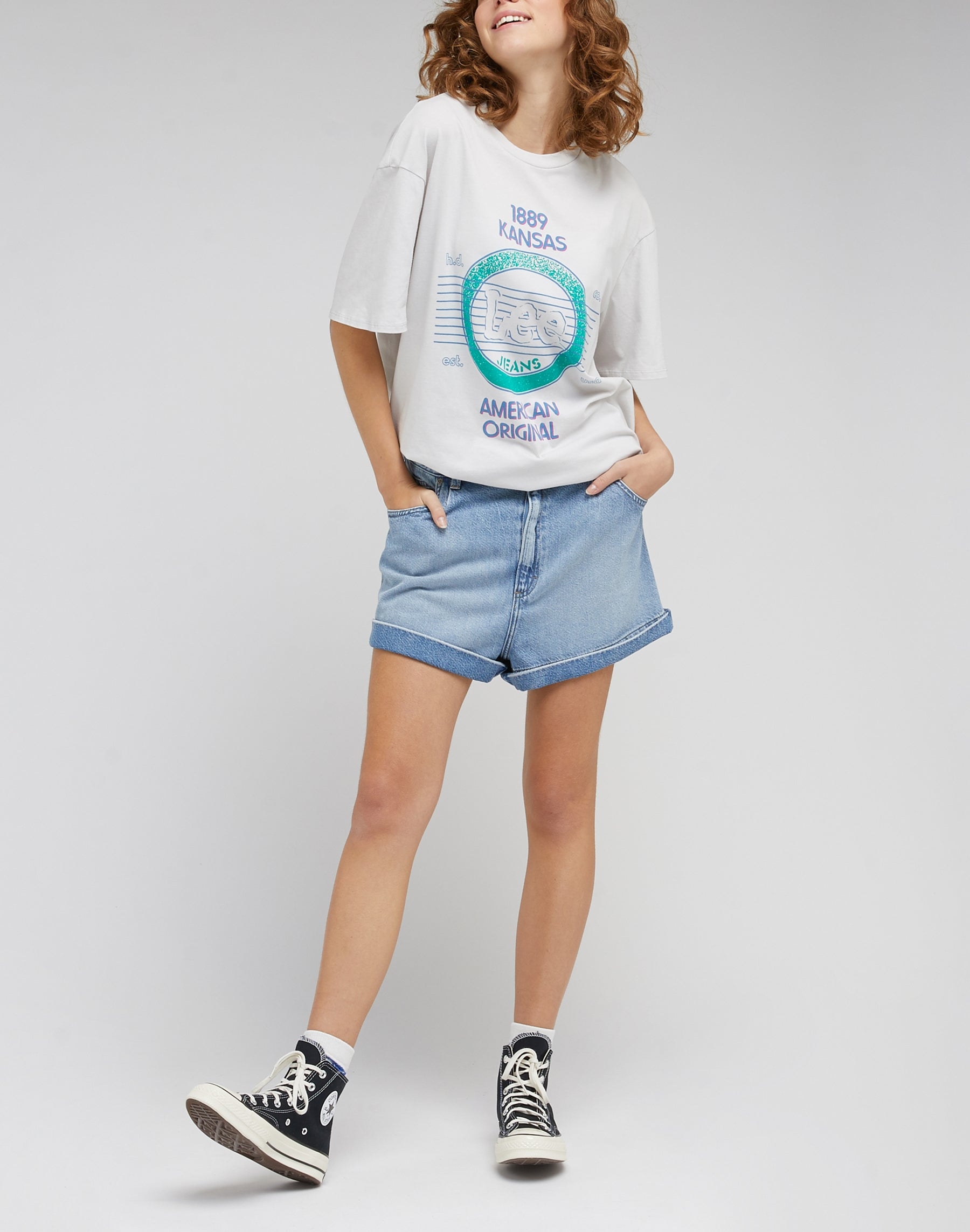 Pleated Short in Frosted Blue Jeansshorts Lee