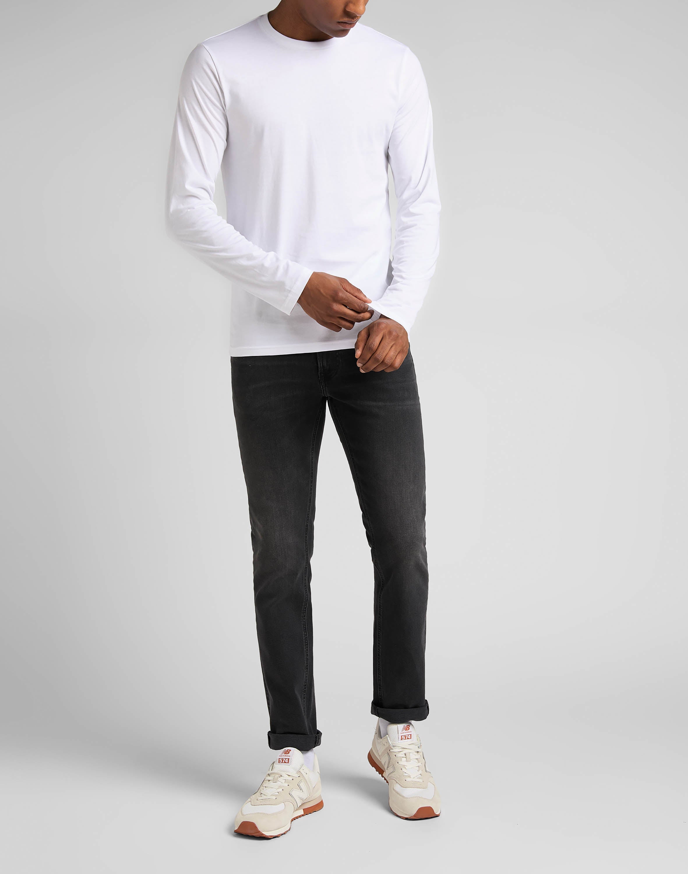 Twin Pack Crew Long Sleeve in Black/White Hemden Lee