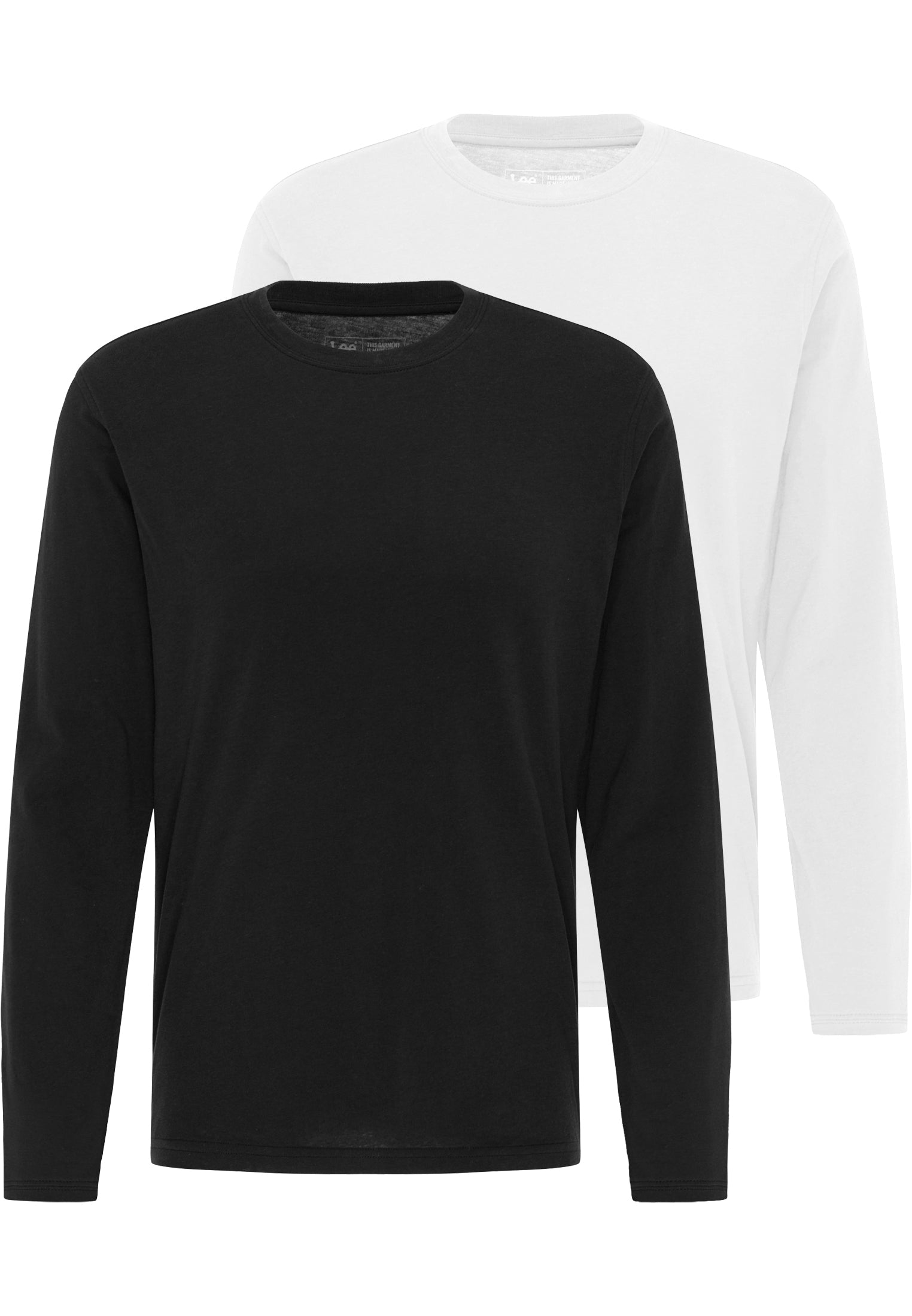 Twin Pack Crew Long Sleeve in Black/White Hemden Lee