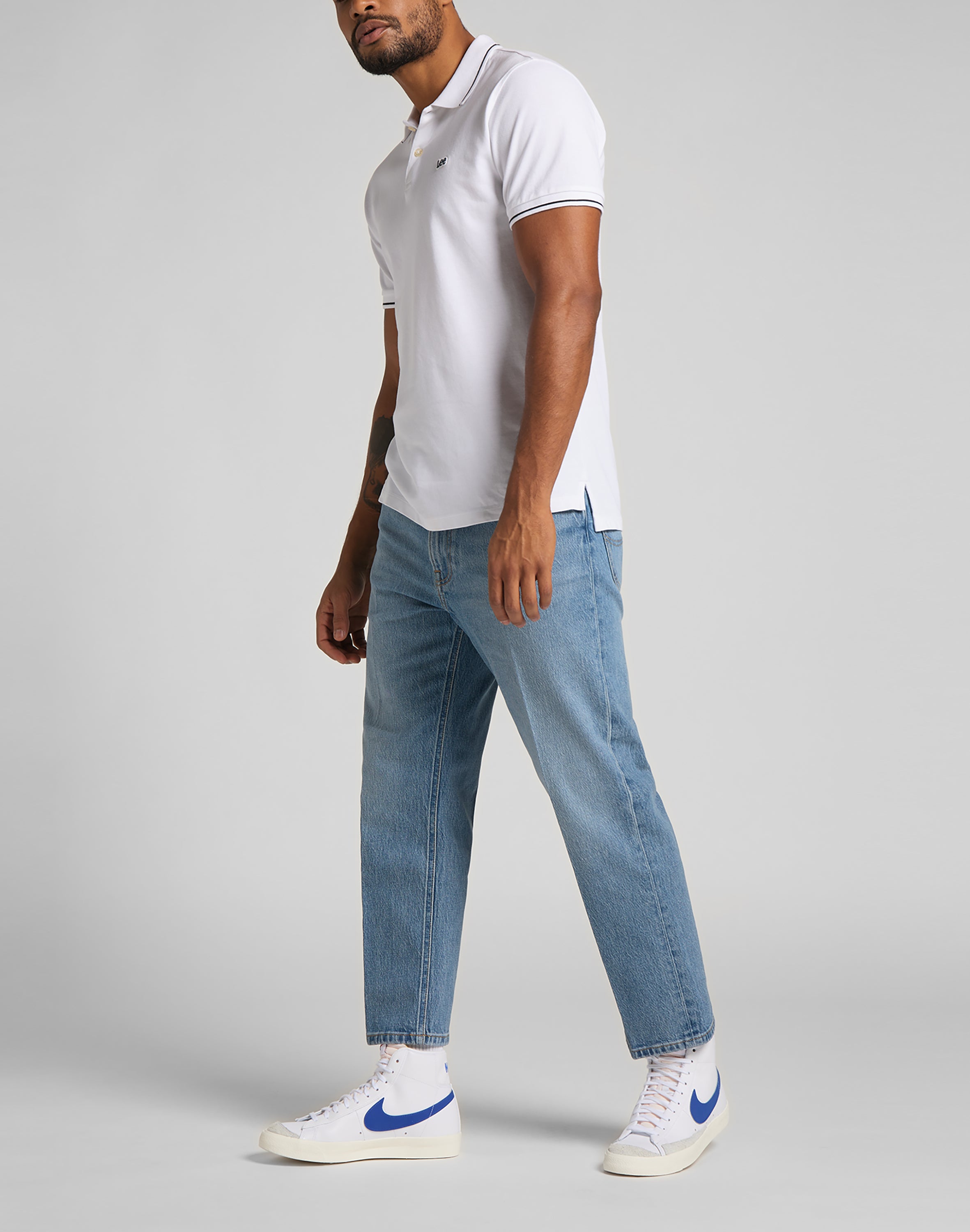 Pique Polo in Bright White Polos Lee